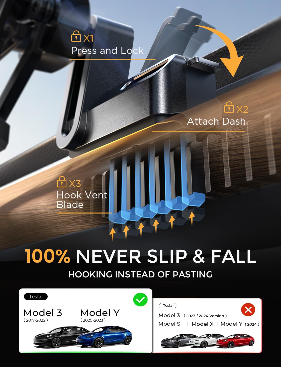 Ainope For Tesla Phone Mount Holder   Gravity For Tesla Model 3 Y Phone Mount Holder Car Accessories Fits For All Iphone & Android Phones
