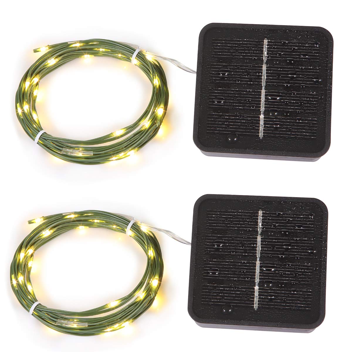 Magicnight Short Mini Garden Lights Solar Powered Waterproof Fairy Lights Outdoor Garden String, Green Wire, Warm White,5M 50Leds,2 Pack