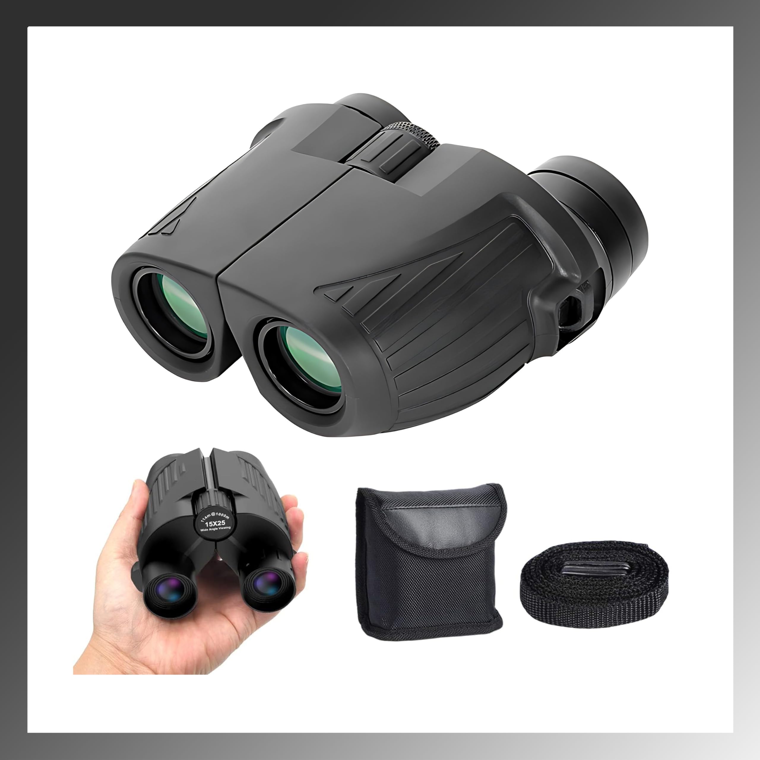 Pokanic Binoculars High-Resolution 12 X 25 Optics Clear Vision Compact Size Outdoor Camping, Travel, Hiking, Bird Watching, Adventure, Education, Wildlife, Nature Exploration