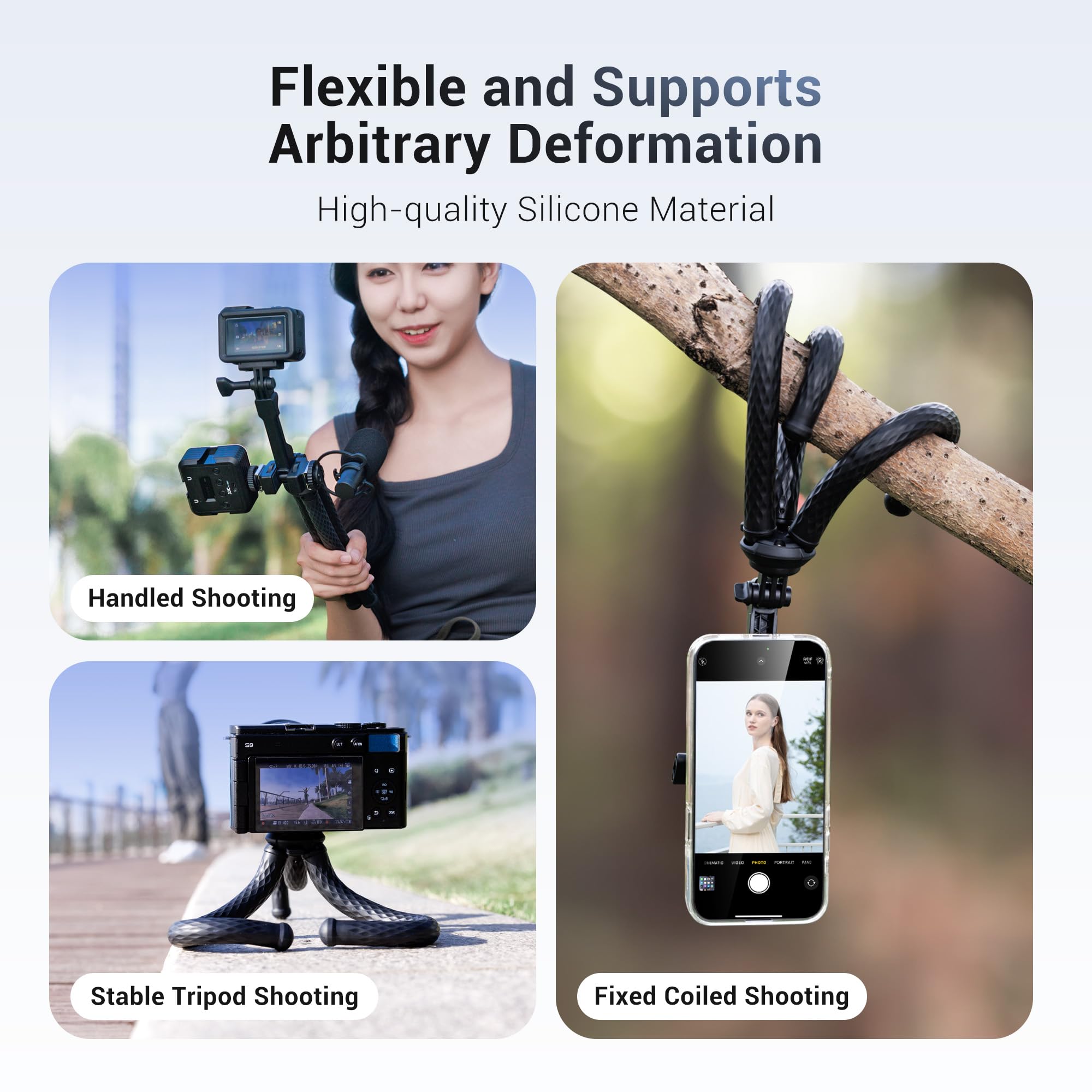 Kiorafoto Extended Magnetic Flexible Tripod For Iphone, Height & Angle Adjustable Bendable Octopus Tripod Cellphone Stand For Magsafe & Android & Compact Camera & Gopro Travel Selfie/Vlogging/Video Recording