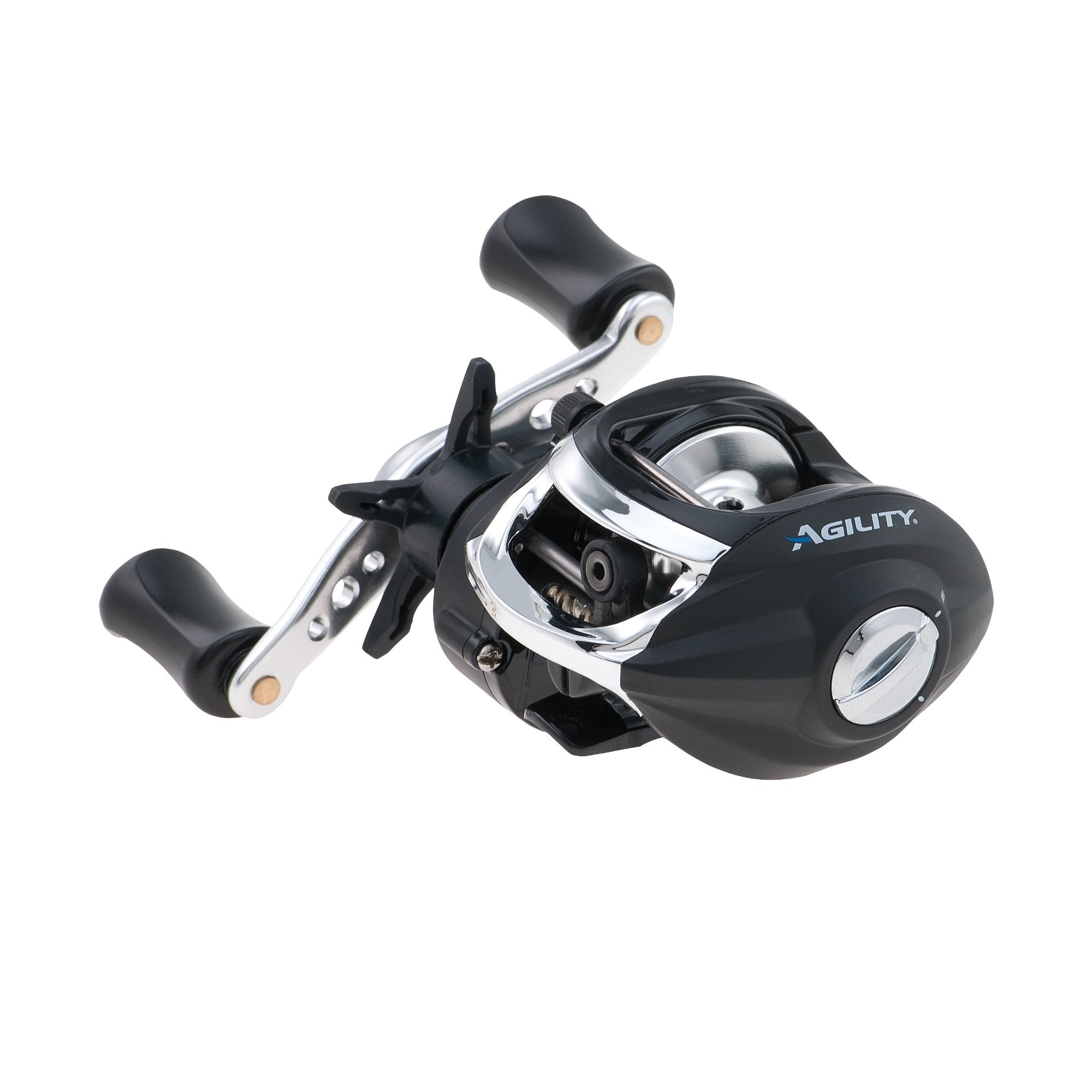 Shakespeare Agility Low Profile Baitcast Fishing Reel, Right Handle Position, Multi-Disk Drag System, Brass Drive And Pinion Gears