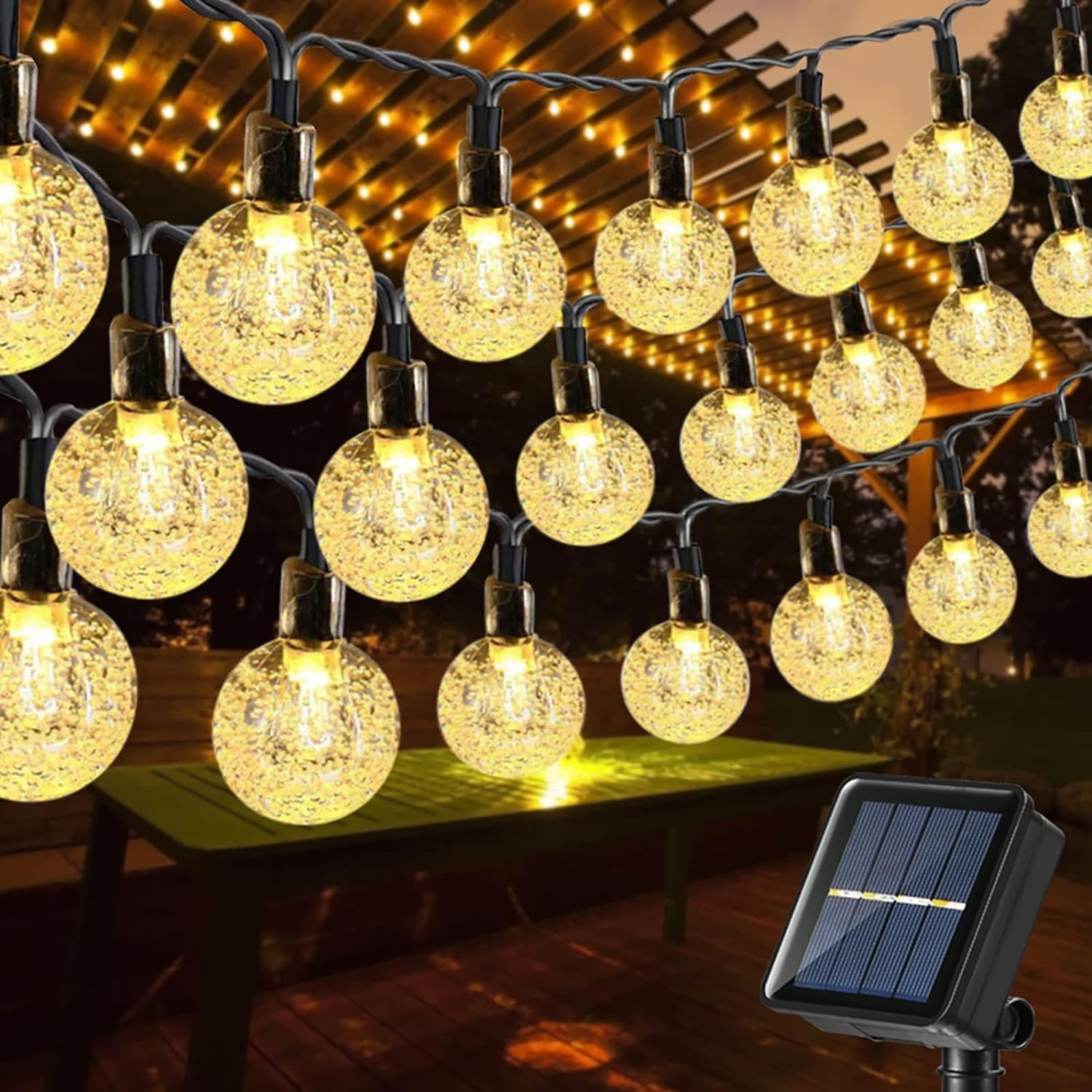 Toodour Solar String Lights Outdoor, 56Ft 100 Led Globe String Lights With 8 Modes, Waterproof Solar Powered Patio Lights For Garden, Lawn, Gazebo, Porch, Yard, Wedding, Party Decor - Warm White