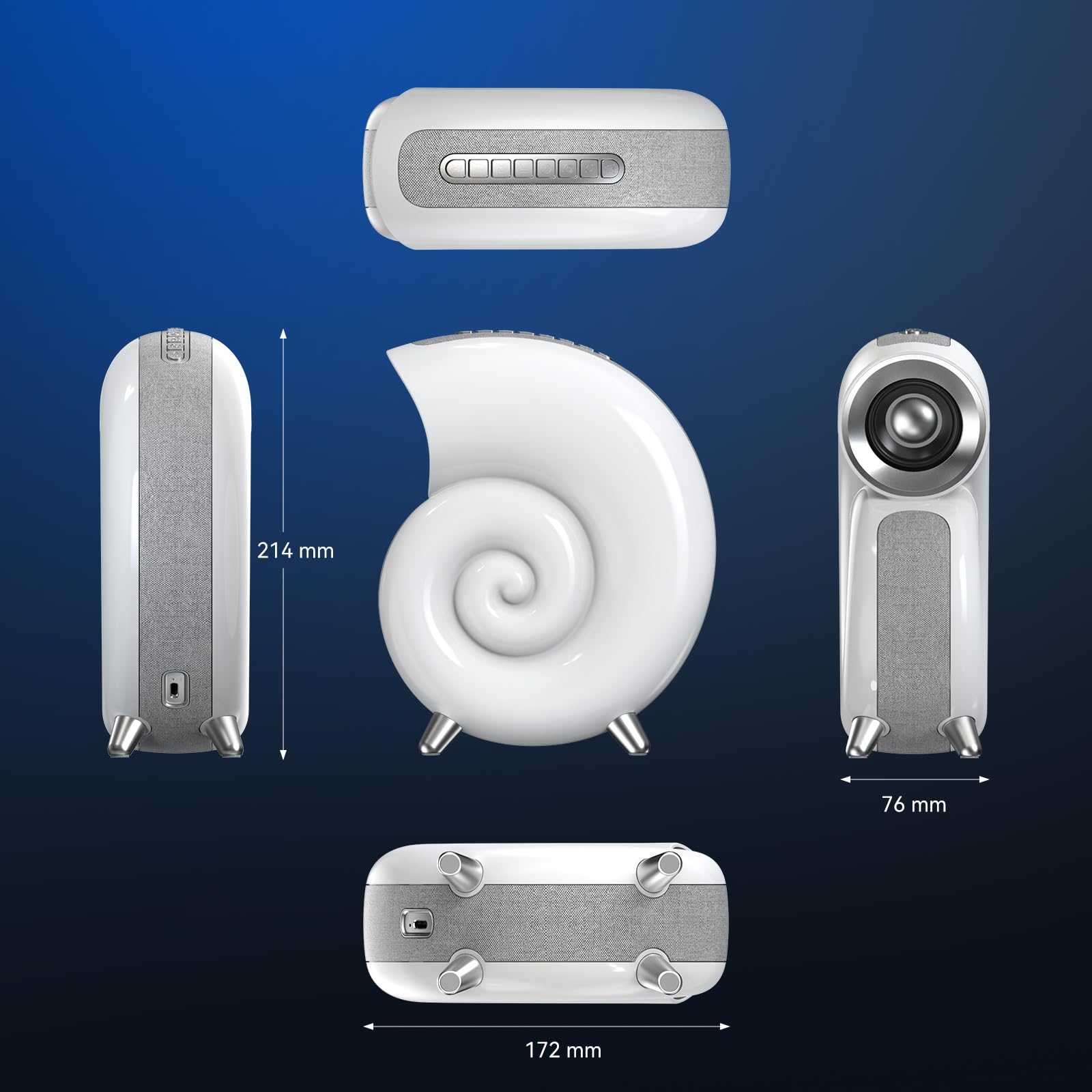 Leenabao Conch Music Speaker, Smart Atmosphere Light, Alarm Clock, Dynamic Night Light Table Lamp, App Control With 2000Mah Battery (Grey)