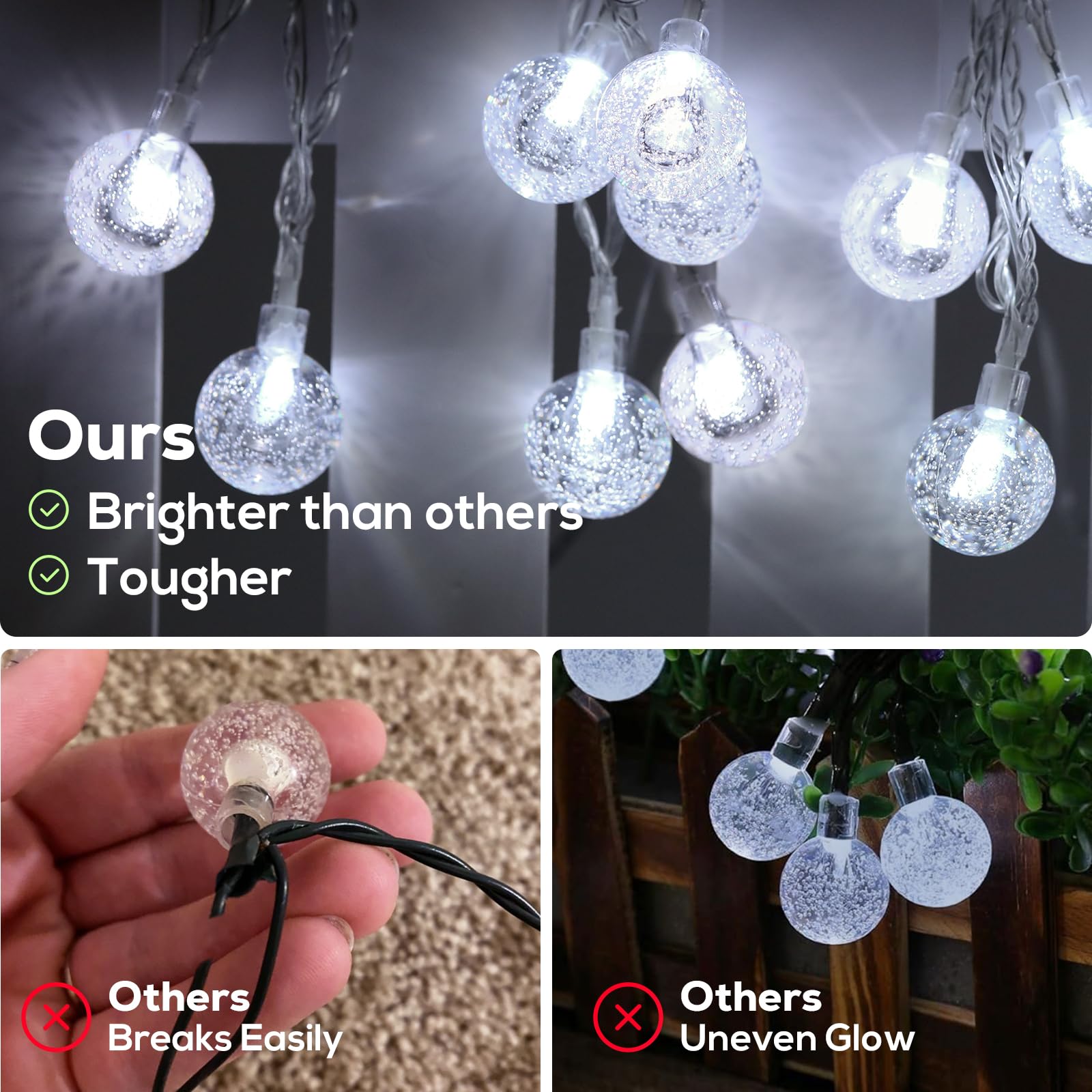 Goodea.Fun 56Ft 100Led Solar String Lights, Outdoor Solar Patio Lights With Remote, 1800Mah Battery Small Globe Light, 8 Lighting Modes & Timing, Ip65 Waterproof Outdoor Christmas Garden Yard Patio