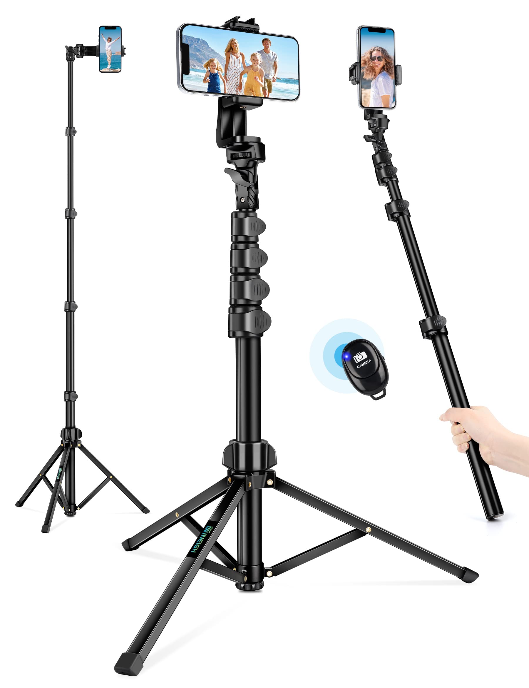 Nineigh 71" Tripod For Iphone, Phone Tripod Selfie Stick With Remote, Cell Phone Tripods & Tall Travel Tripods For Recording Video Selfies Photo, Compatible With Iphone 16 15 14 Pro Max 13 Android
