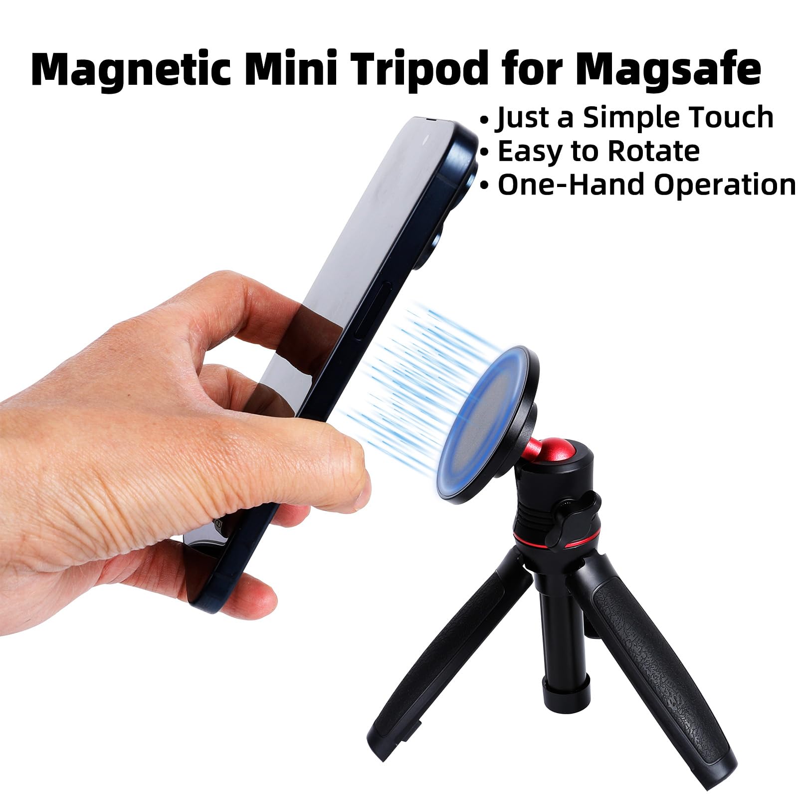 Fpn Magnetic Cell Phone Tripod For Magsafe, Mini Extendable Selfie Stick And Tripod Stand With 360° Ball Head, Compatible With Iphone 16 15 Pro Max Plus 14 13 12 Series