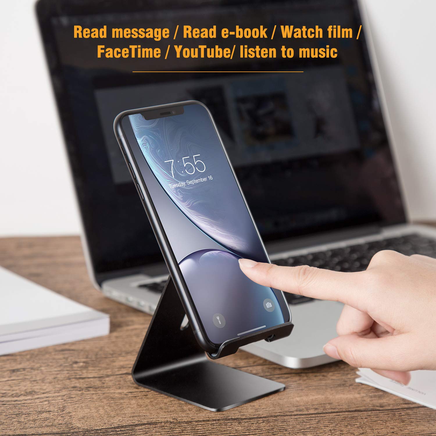 Oribox Cell Phone Stand, Stand For Office Desk, Aluminum Desktop Solid Desk Stand
