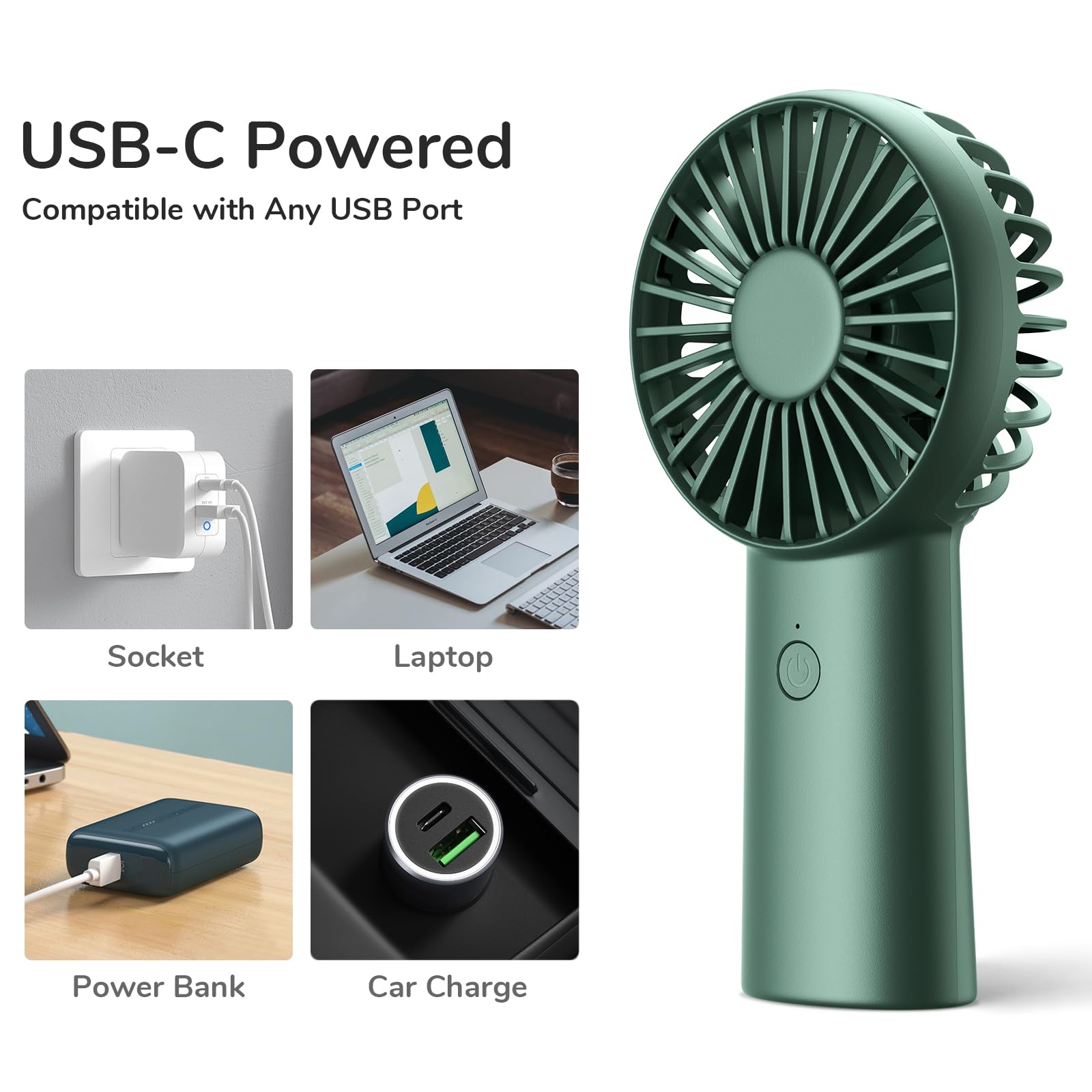 Jisulife Handheld Fan, 4000Mah Portable Small And Personal Usb Rechargeable Pocket 4-16H Working