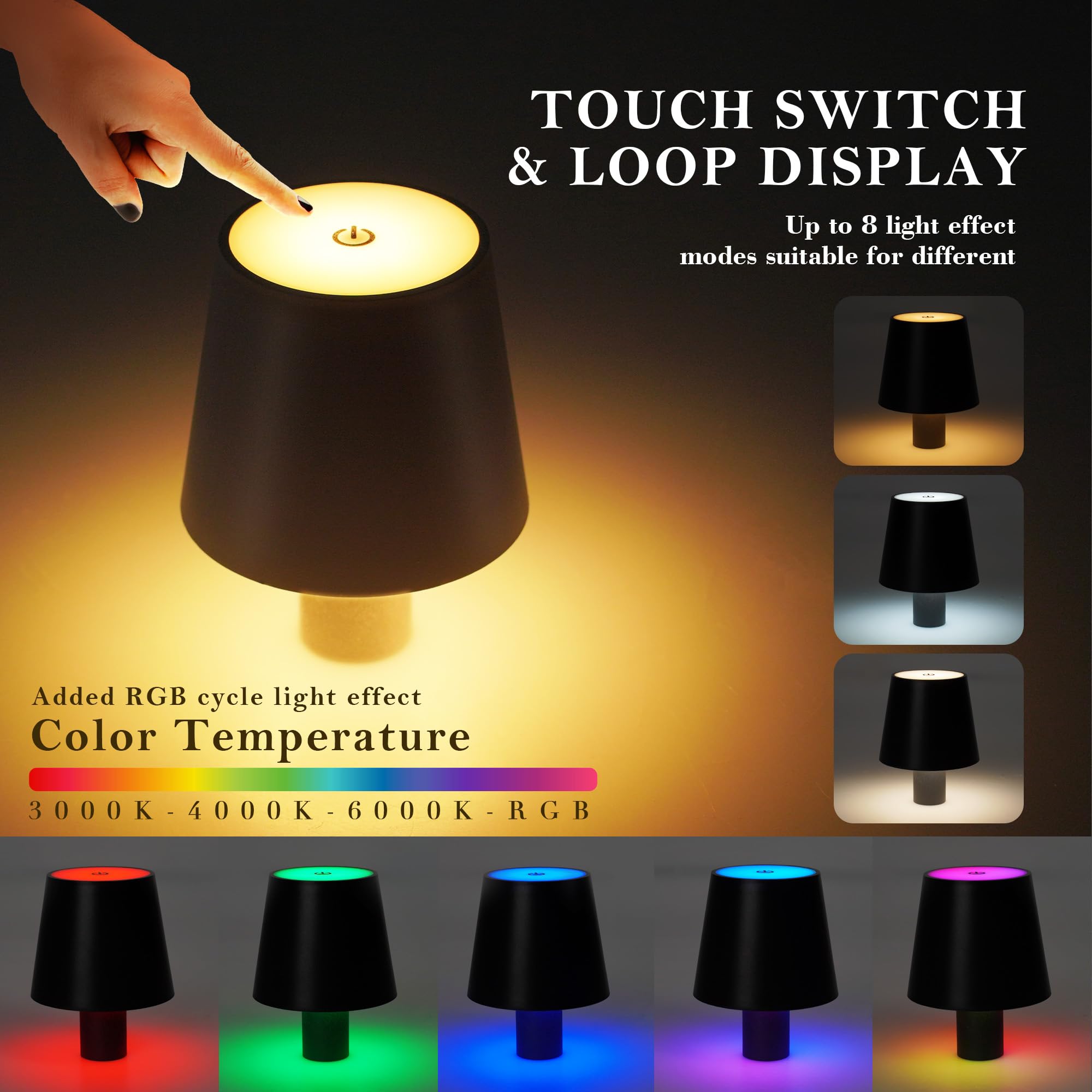 Faithorse 4Pack Led Wireless Wine Bottle Lamp, Rgb 5 Modes & Cct Modes Table Lamp, Ip54 Waterproof Bottle Lamp, Rechargeable Touch Control Lamp For Club/Restaurant/Prom/Party/Bar (Black)