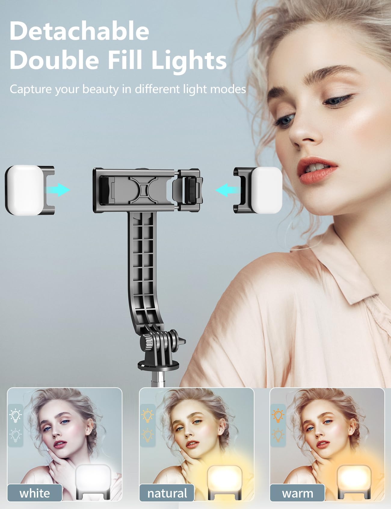 Pnitri Selfie Stick Tripod With Light, 45'' Selfie Stick With Wireless Remote, Portable Phone Tripod Compatible With Iphone 16/15 Pro Max/15/14 Pro/14/13, Samsung S22/ S23 Ultra/Android Smartphone