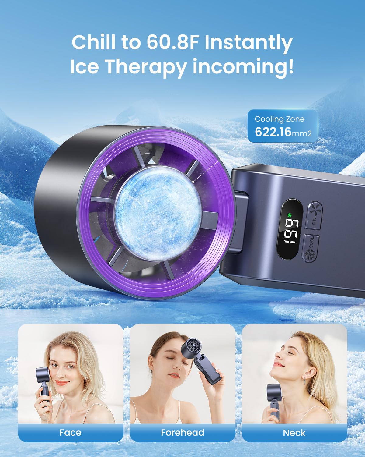 Handheld Portable Fan With Ice Cooler,Speed (1-199) 5500Mah Rechargeable Personal Fan
