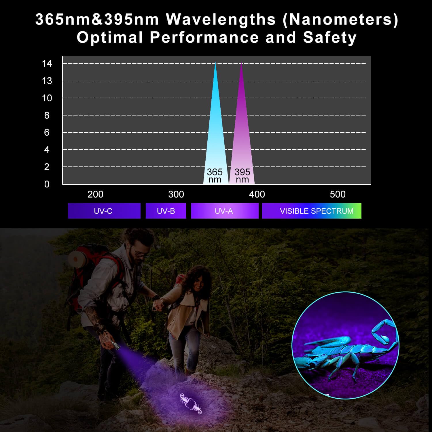 Acisa Uv Blacklight Flashlight - 365Nm And 395Nm Black Light For Uv Glue Curing, Urine Stain Detection, Anti-Counterfeiting, And More - Compact Handheld Ultraviolet Torch Wood'S Lamp