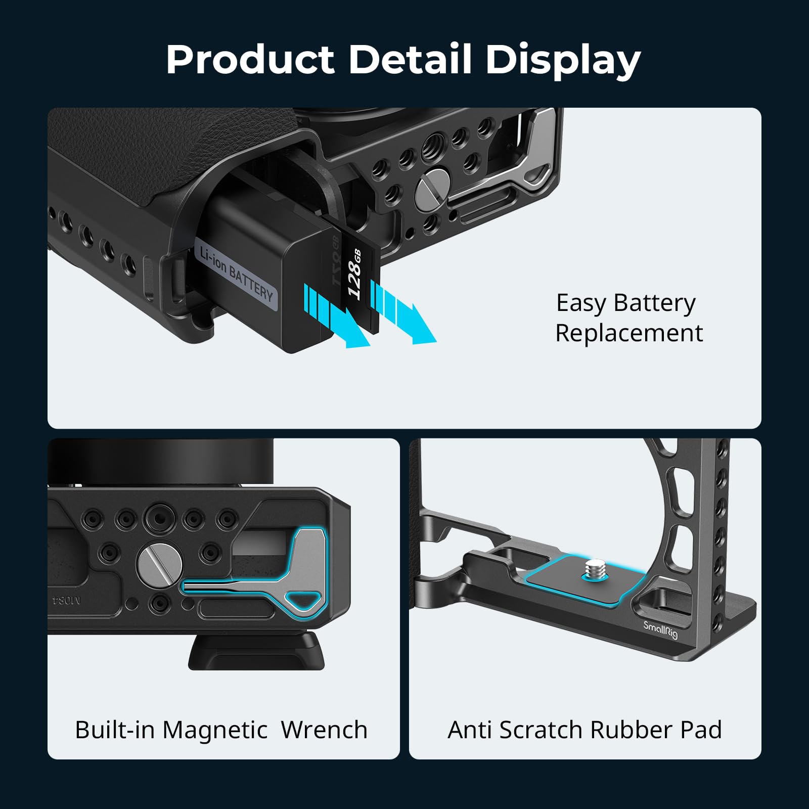 Smallrig Cage With Silicone Handgrip & Cold Shoe For Sony A6100, A6300, A6400-3164