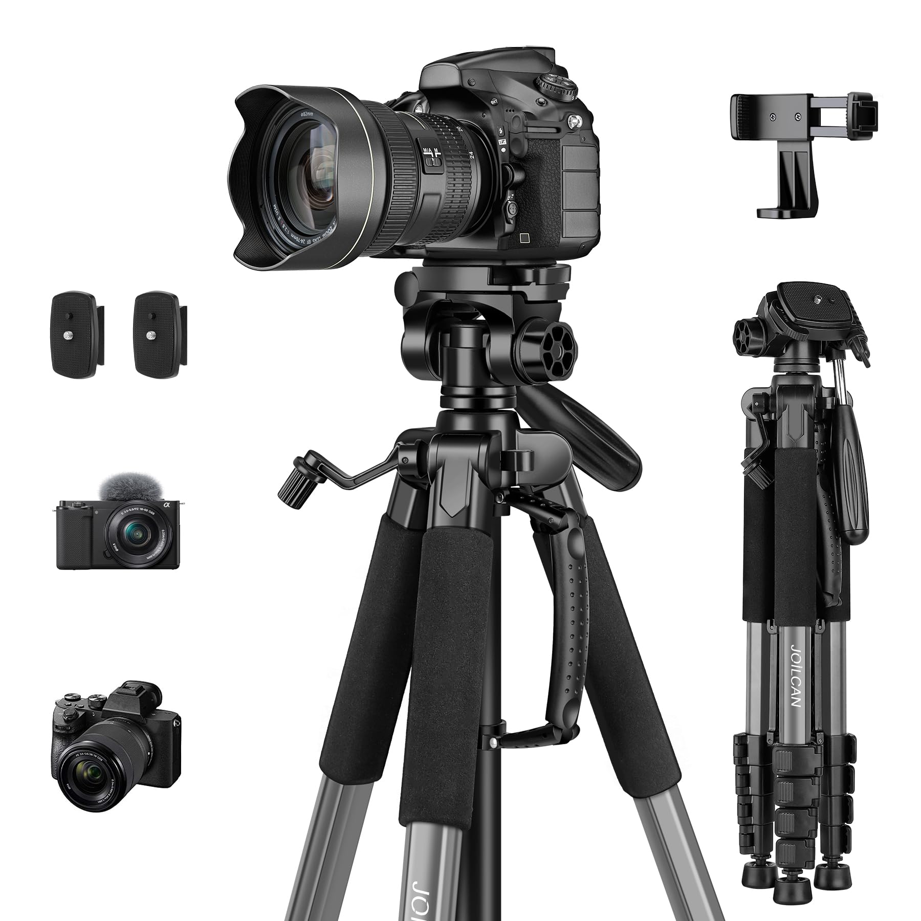 Joilcan Tripod, 75" Tripod For Camera & Phone, Heavy Duty Camera Tripod Travel Tripod With Remote Carry Bag, Tripods Compatible With Canon Nikon Camera Dslr Laser Level Camcorder