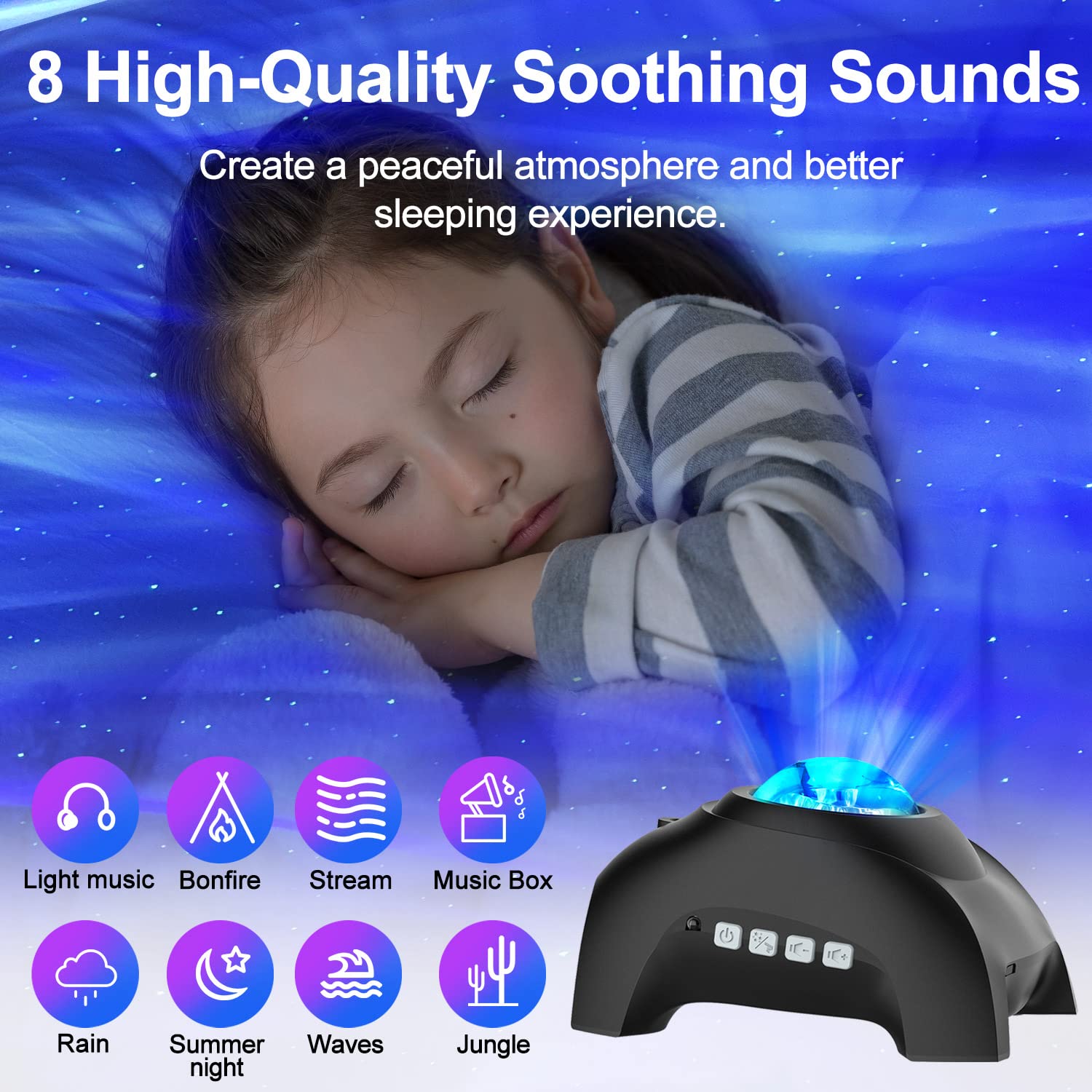 Cimelr Star Projector,Galaxy Light Projector Music Bluetooth Speaker And White Noise, Aurora Projector With Remote Control,Night Lights For Home Decor Bedroom/Ceiling