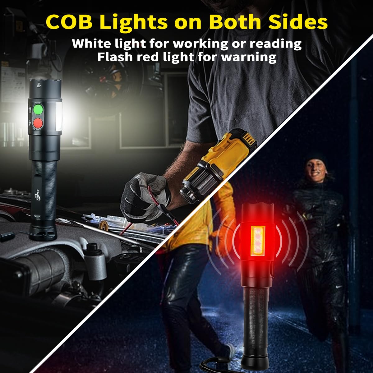 Aulite Electronic Whistle Wand Flashlight For Traffic,Training Usb C & Magnetic Rechargeable,Cob Light,Magnets Base