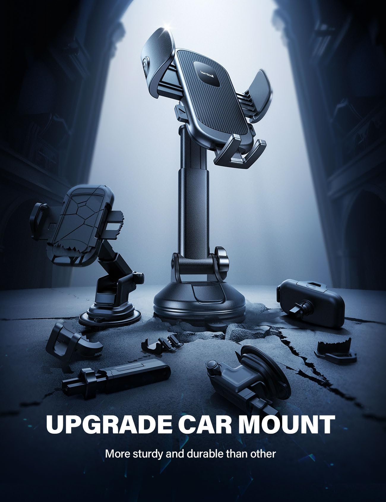 Lamicall Car Phone Holder - [Strongest Military-Grade Suction Cup] 360° Rotation Phone Holders For Your Car Quick Release Adjustable Car Phone Mount Dashboard For Iphone 16 Galaxy Smartphone Truck