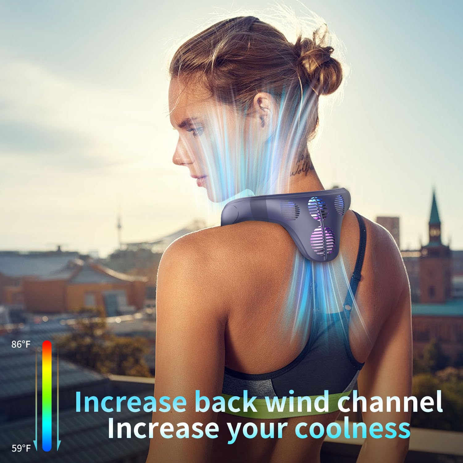 Neck Fan Back Windy 6000Mah With Cooling Plate Cold Compress Bladeless Portable