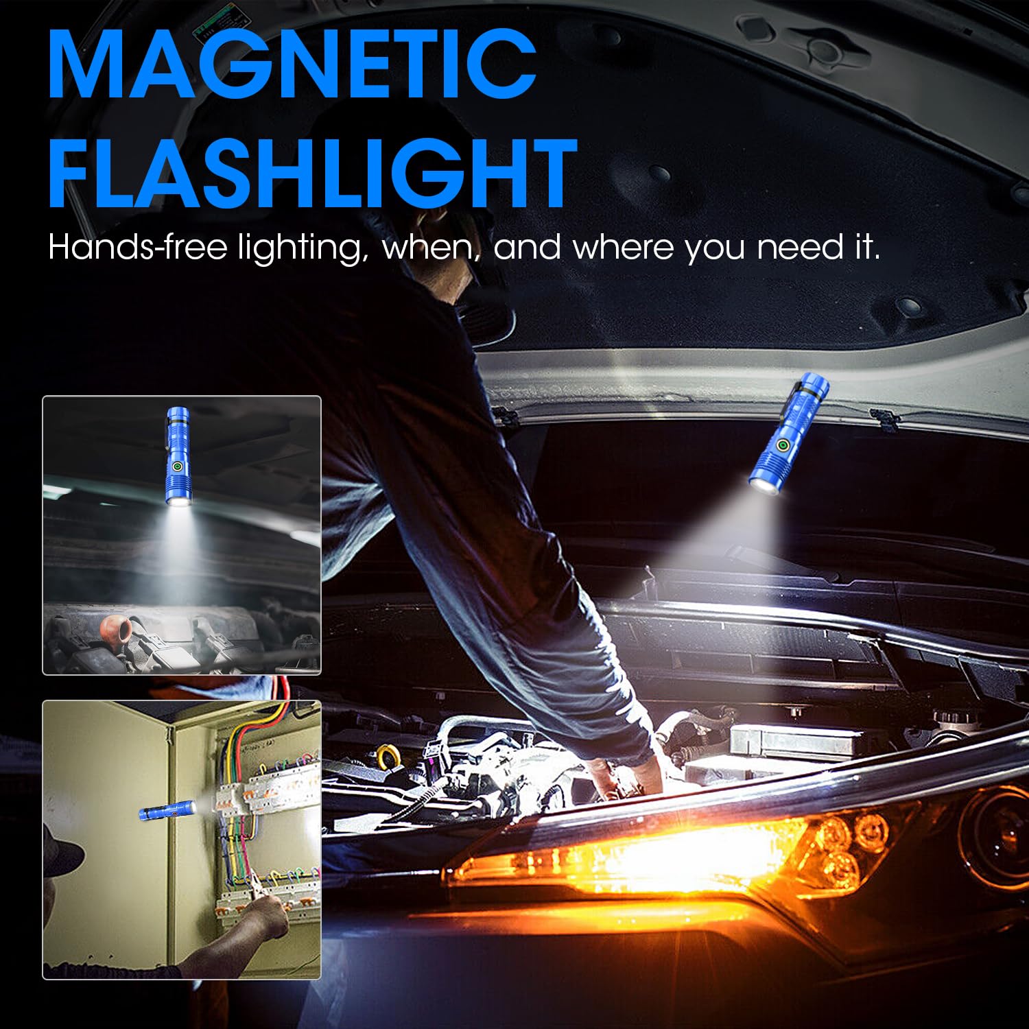 Spriak Rechargeable Flashlight High Lumens, 12000 High Lumens Super Bright Flash Light, 1500 Meter Long-Range Zoomable Led Flashlights For Emergency, Edc, Searching, Waterproof Flashlight Dimmable Blue Pcs