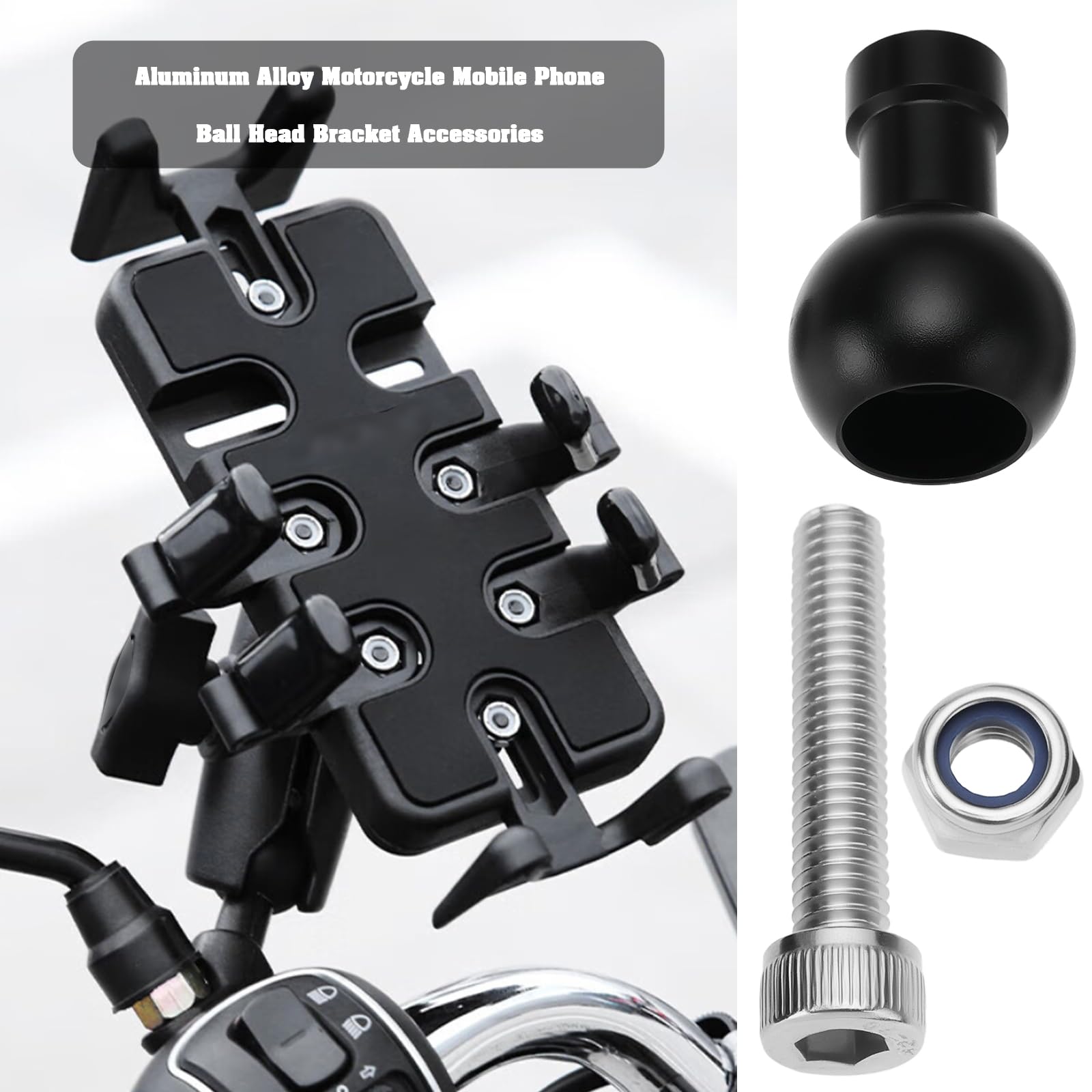 Micro Traders 2Pcs 17Mm Aluminum Ball Mount M6 Screw Adapter Expansion Mount Holder For Camera Tripod Selfie Handle Grip Stand Converter