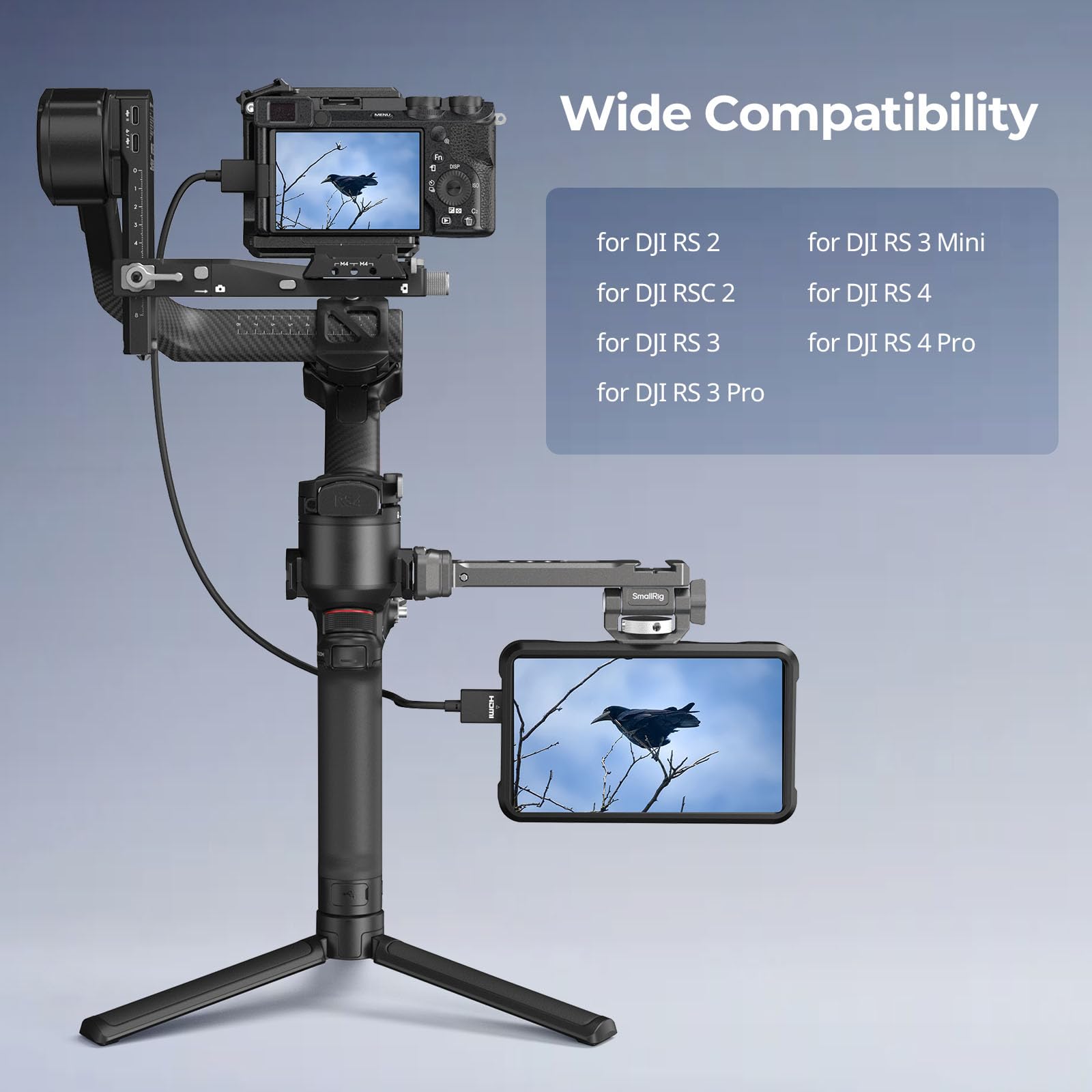 Smallrig Adjustable Sling Handgrip Gimbal Sling Handle And Hawklock Quick Release Adjustable Camera Monitor Mount For Dji Rs 4 Pro/Rs 4 / Rs 3 Mini/Rs 3 Pro/Rs 3 / Rsc 2 / Rs 2 Stabilizers