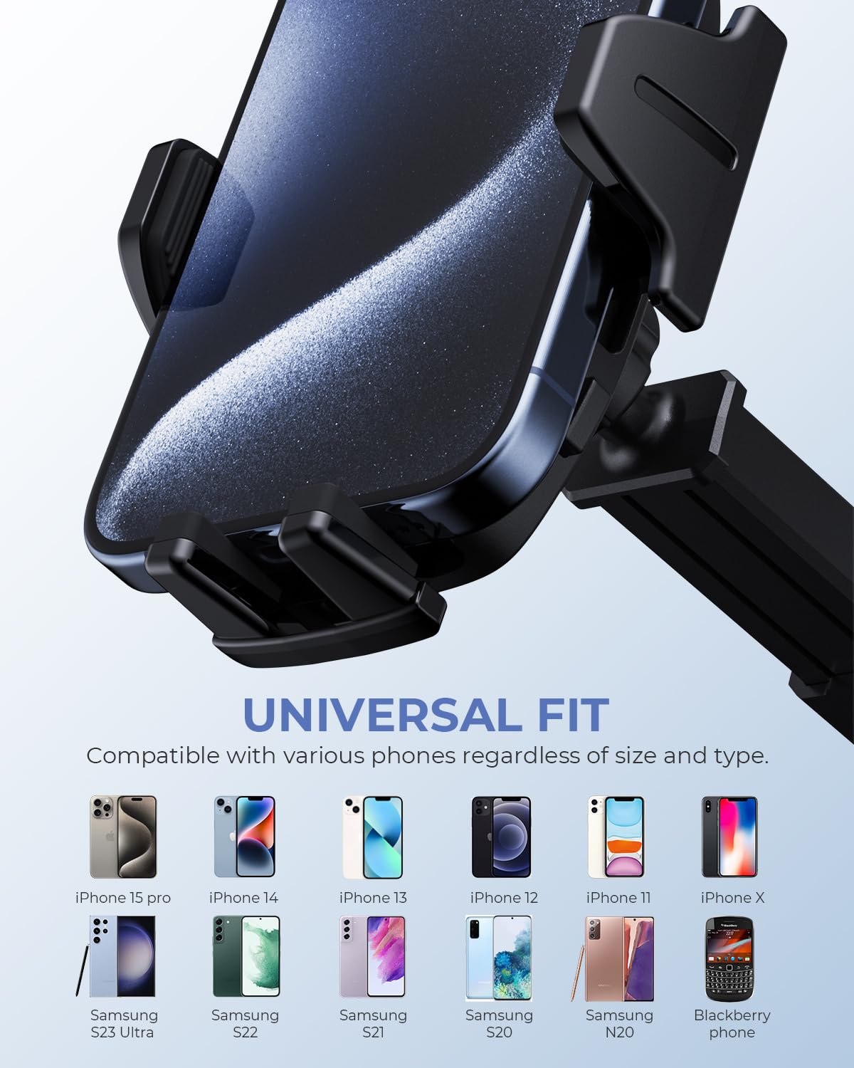 Primoov Phone Holders For Your Car  Car Phone Holders For Iphone With 360-Degree Rotation  Dashboard Cell Phone Holder  Easy Installation & Strong Grip For Safe And Convenient Driving, Black