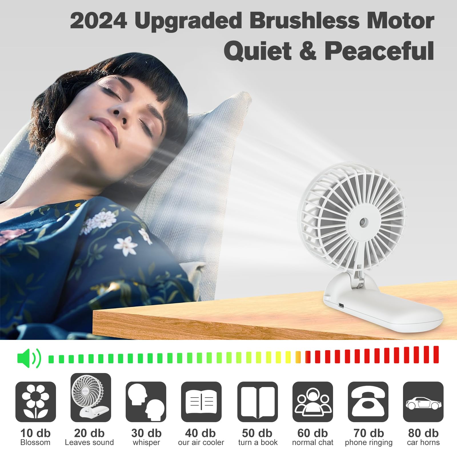 Portable 4 Speed Mini Handheld Fan,15H Cooling Cute Fan,Small Portable Personal With 180° Foldable