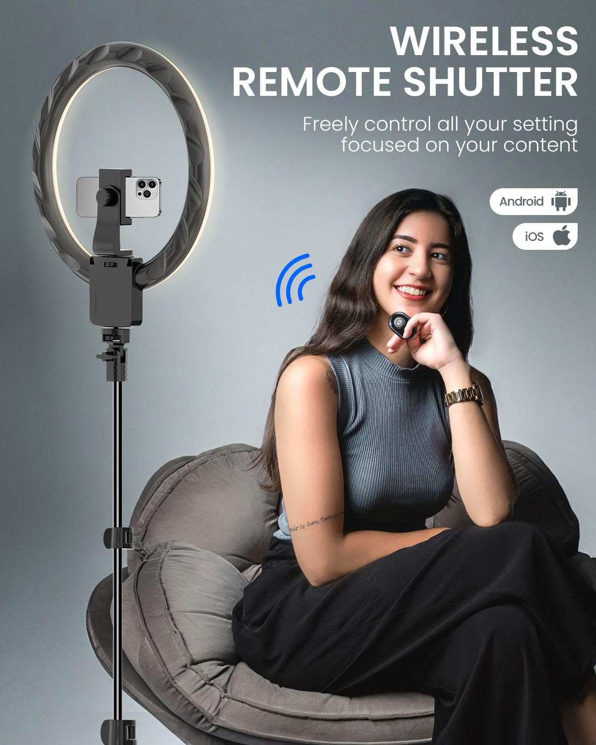 Novteke 12'' Ring Light With 62'' Extendable Tripod Stand, Selfie Ring Light With Stand And 2 Phone Holder For Live Stream/Makeup/Youtube/Tiktok, Compatible With All Phones, Ipads And Cameras (12Inch)