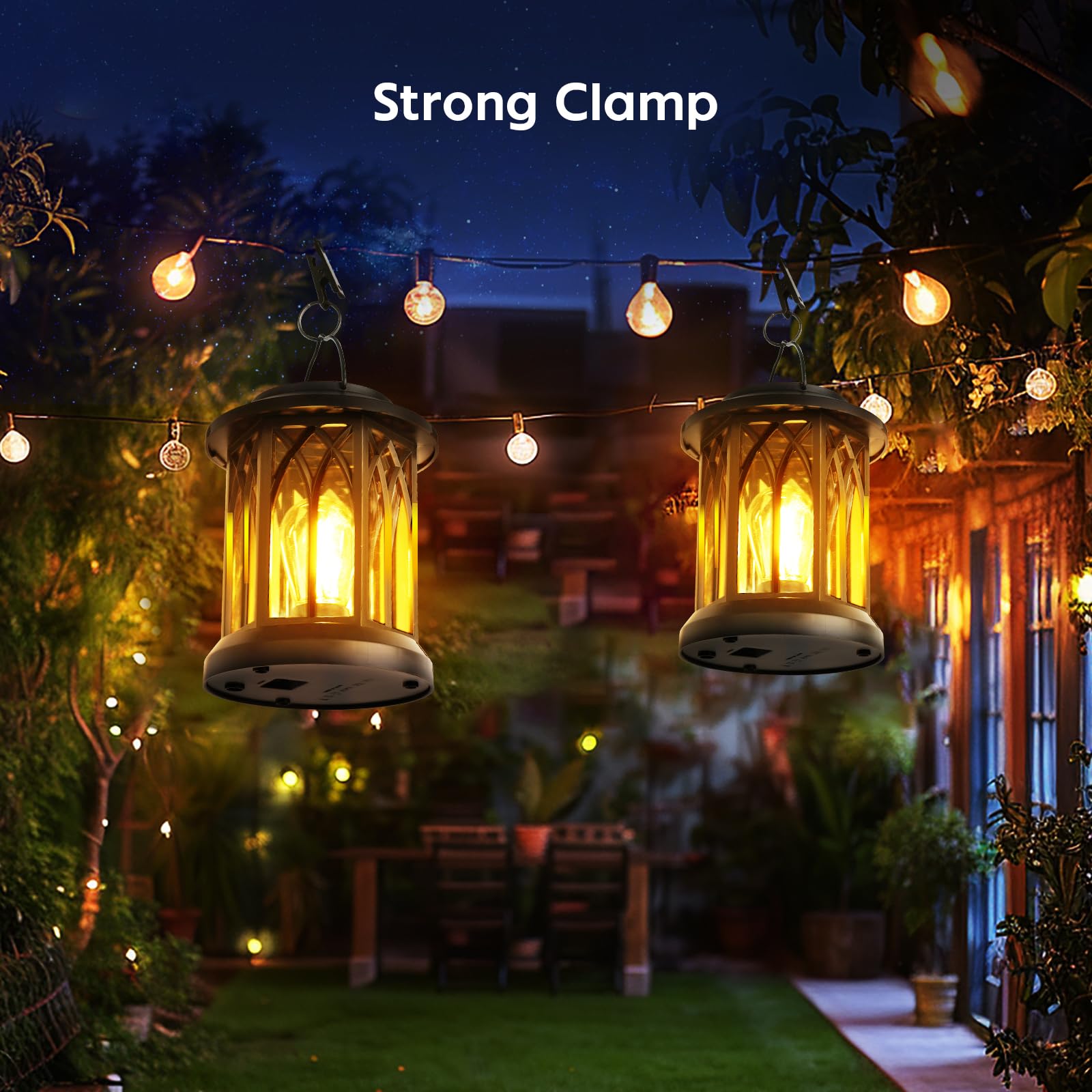 Bomier Hanging Solar Lanterns Outdoor Waterproof - 2 Pack Solar Lantern Decorative, Hanging Solar Lights For Outside, Outdoor Solar Powered Lantern With Handle & Clip For Patio Yard Decor