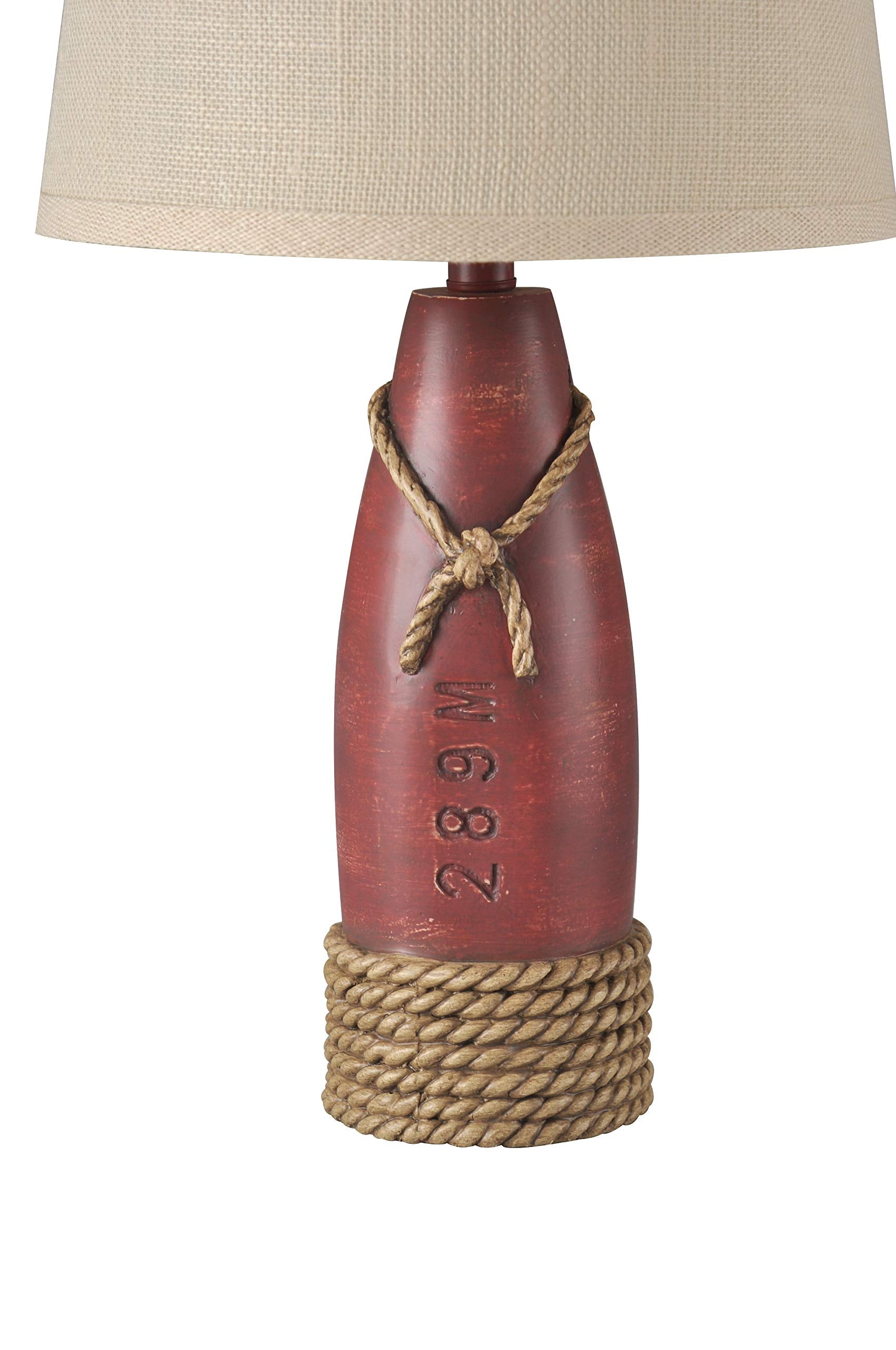Collective Design L22489Adsam, Nantucket Red Finish, Cream Hardback Canvas Shade Table Lamp