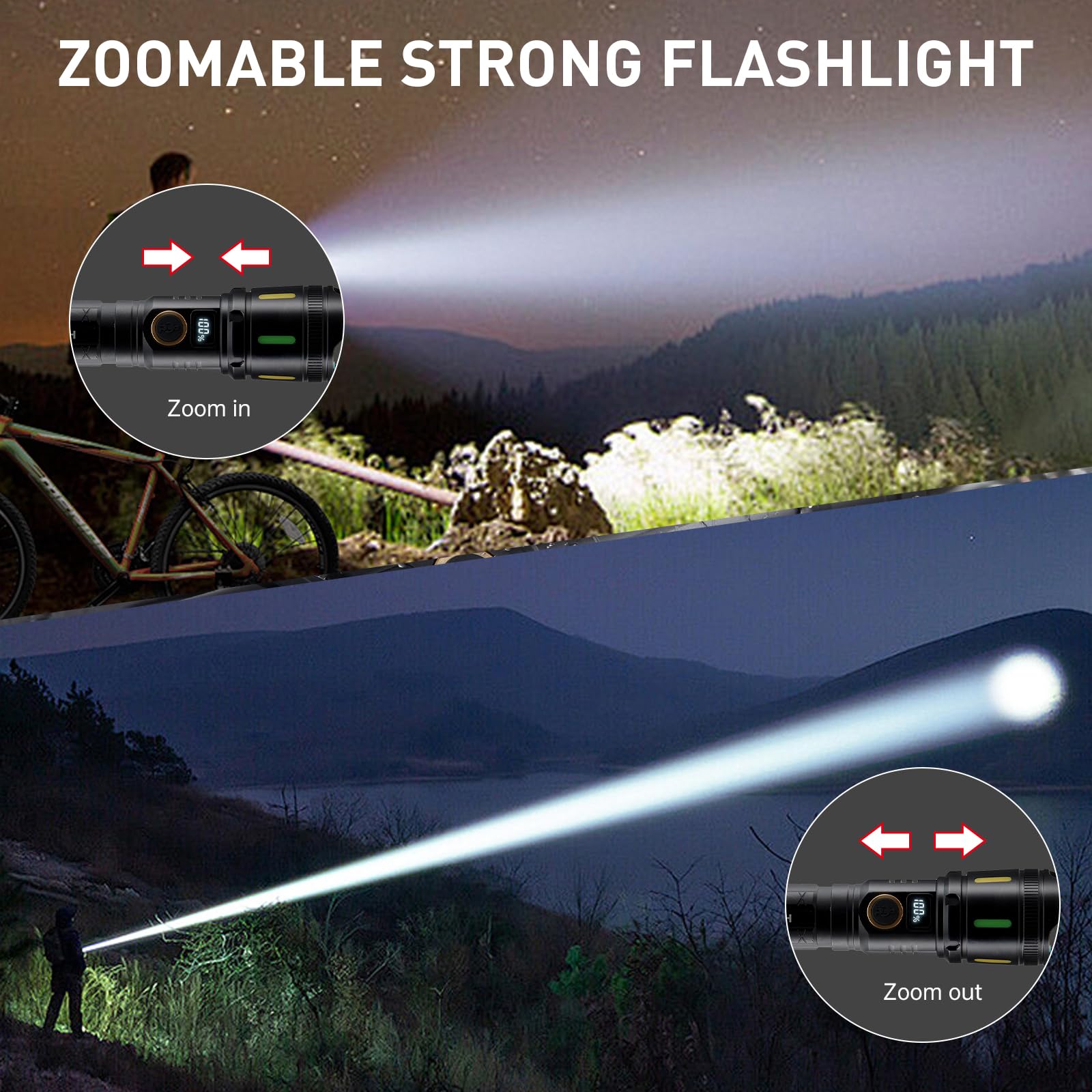Hbypro Led Flashlights High Lumens Rechargeable 990,000 Lumens Super Bright Flashlight Compact Handheld Premiun Aluminum Alloy Body Flash Light With 4 Light Modes For Home And Outdoor Use