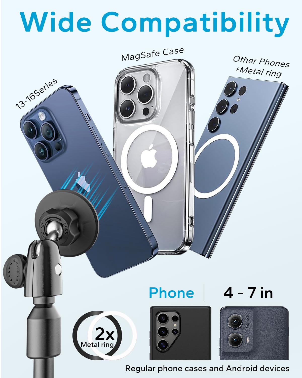 Gdzn 57" Extendable Golf Monopod Selfie Stick - Magnetic Phone Holder For Golf Swing Analysis, Putting Recording And Training Aid, Portable Travel Tripod Stand With Ground Spike, Magsafe Compatible