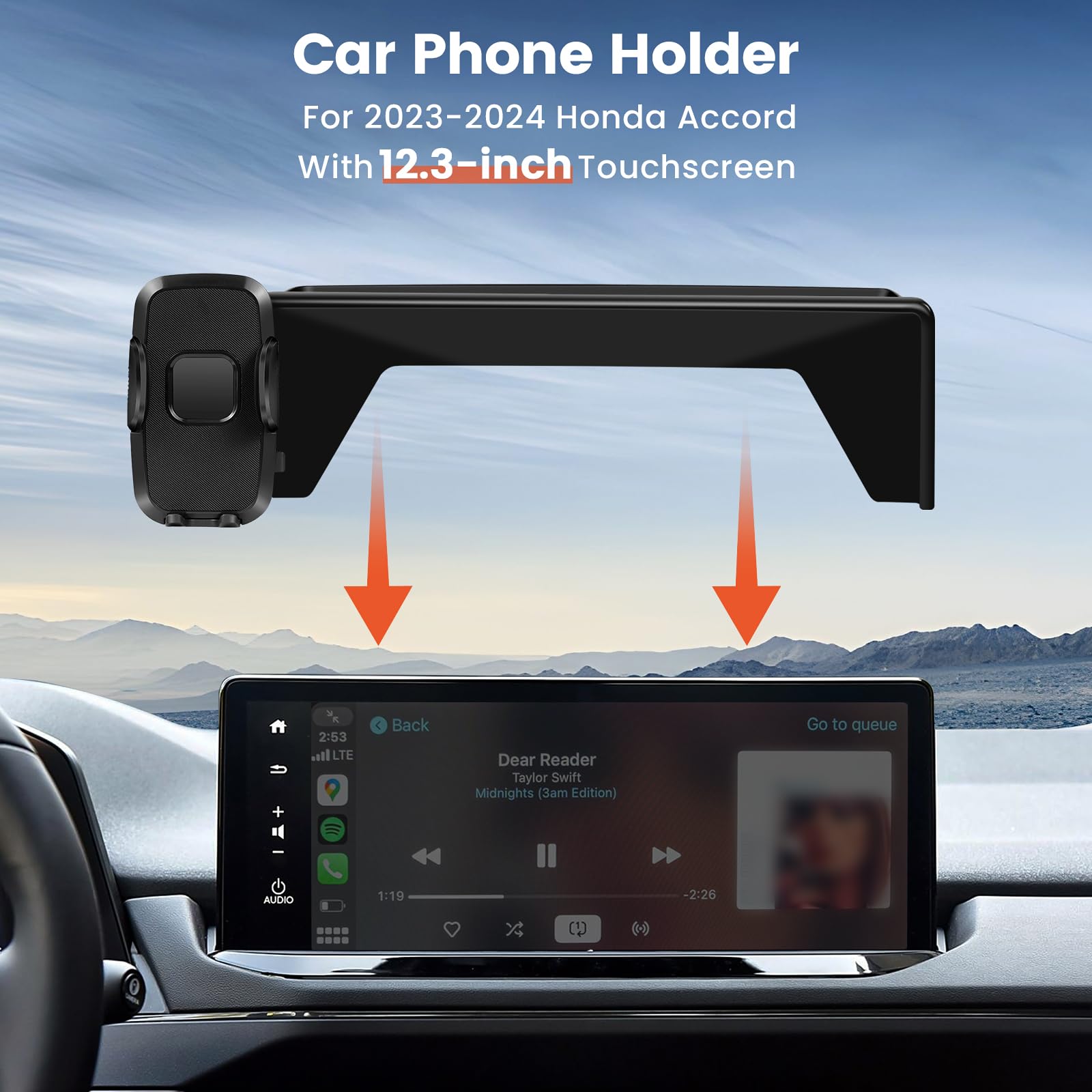 Peleus Car Phone Holder For    Honda Accord Hybird Car Phone Mount For Honda Accord With12.3-Inch Screen Fit For Most Smartphones Cell Phone Automobile Cradles(Not Fit Lx Se)