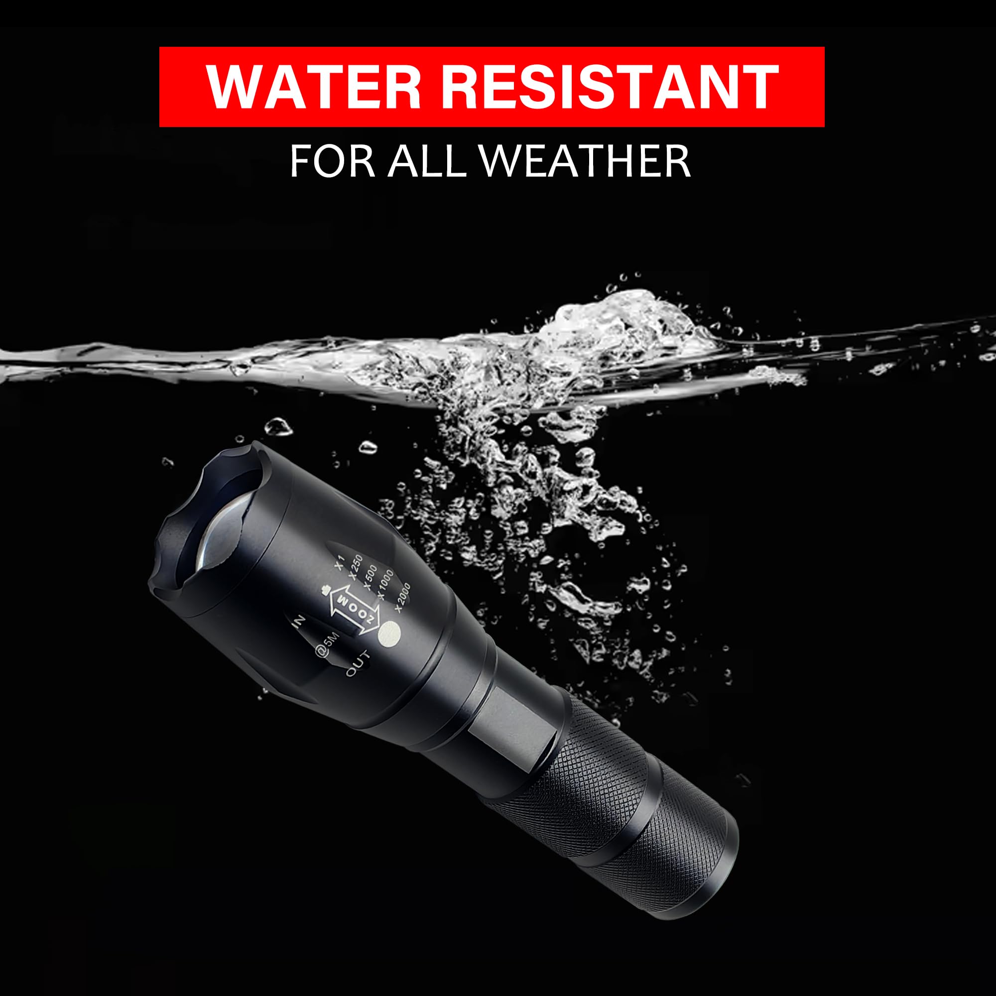 Gaigaimall Military Grade Tactical Led Flashlight High Lumen Single Mode Portable Zoomable Torch For Camping Hunting Emergency