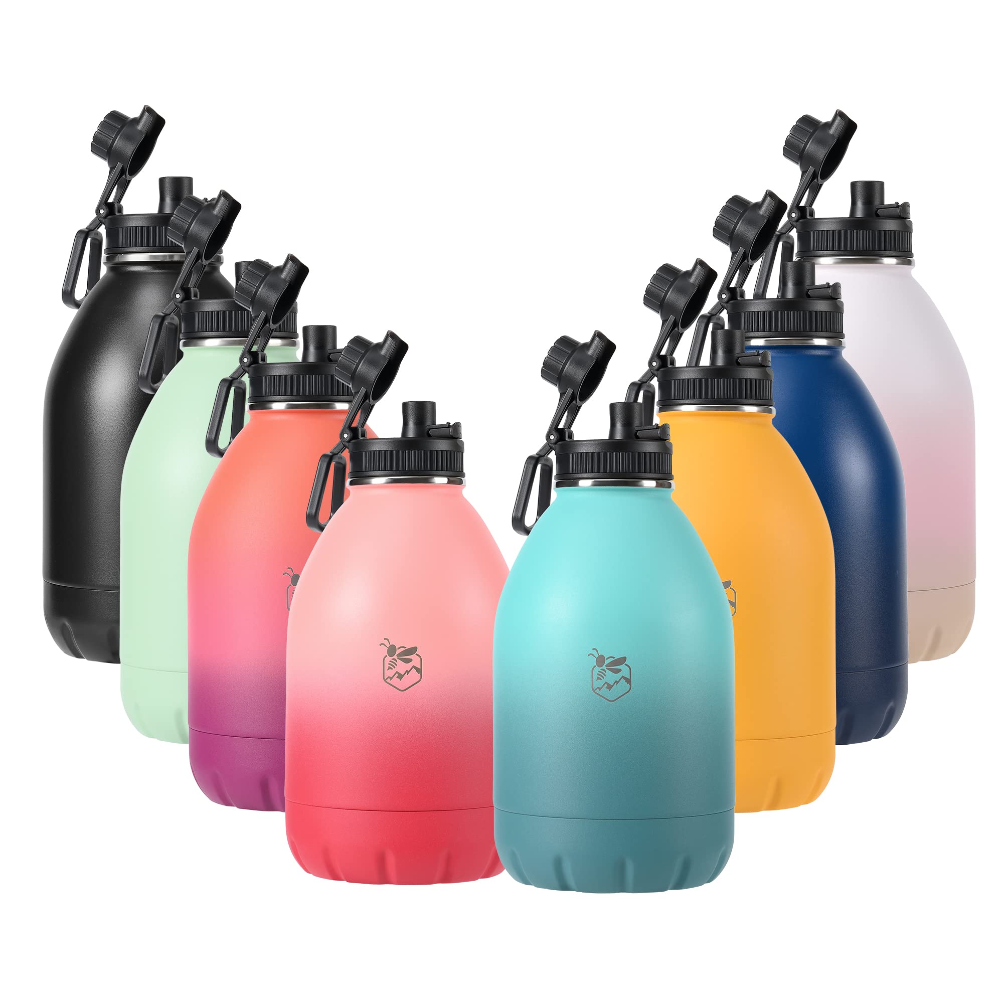 Boulder Bee  64 Oz Insulated Water Bottles  Stainless Steel Thermos For Hot & Cold Drinks