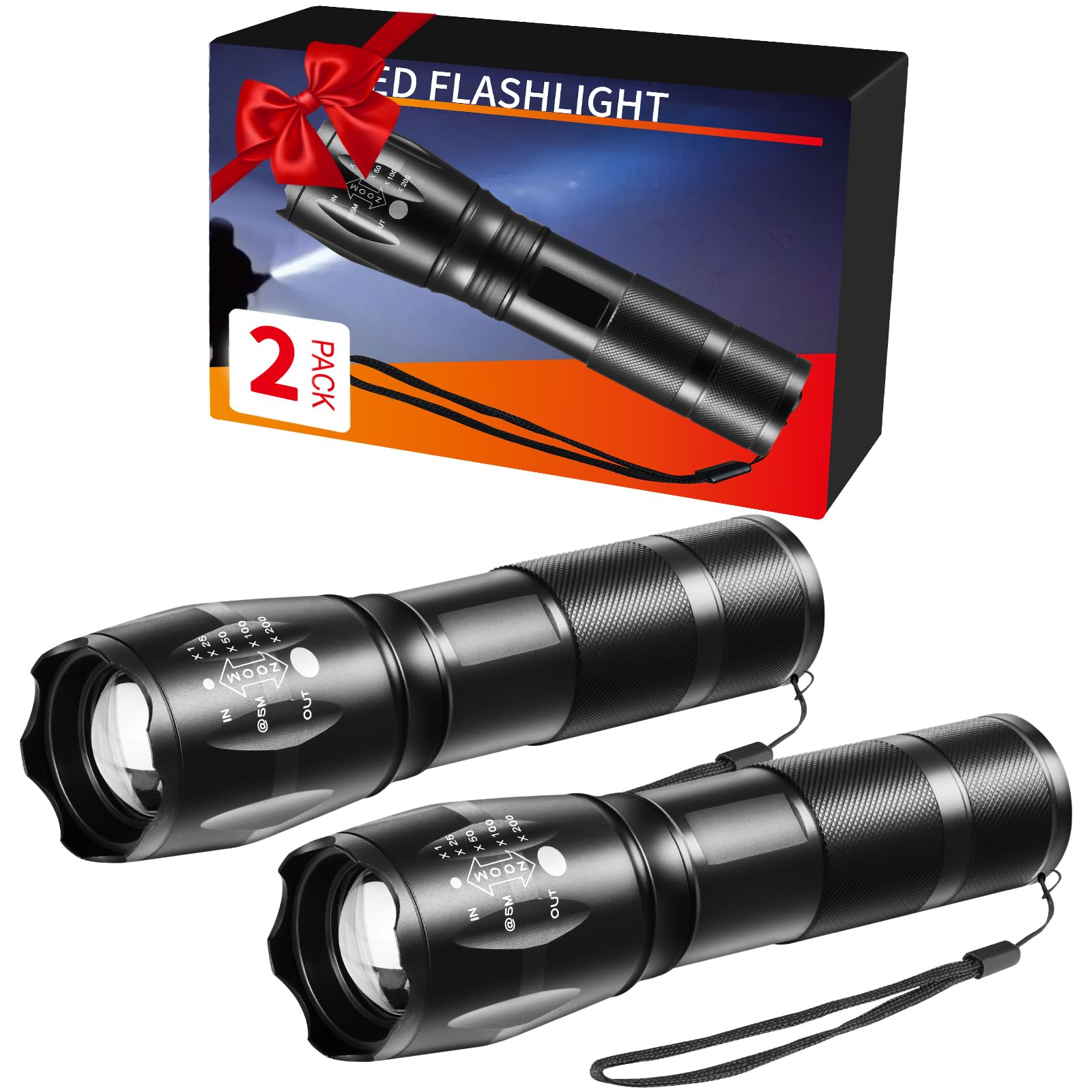 Staaricc 2Pack Led Flashlights High Lumens, 5Mode Tactical Flashlight For Home, Small Flashlights Powerful, Pocket Flashlight Bright, Adjustable Torch Light, Mini Flash Light For Emergencies Camping Outdoor