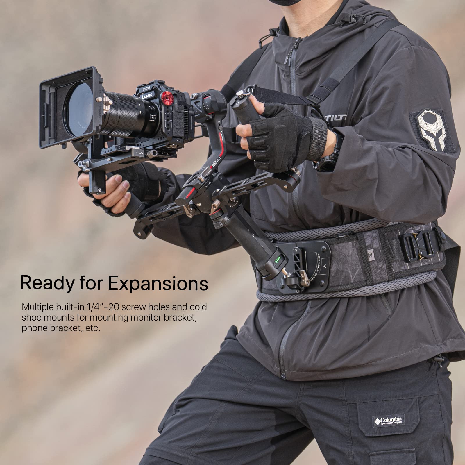Tilta Lightweight Dual Handle Gimbal Support System  Compatible With Dji Ronin Rs3 Pro/ Rs4/ Rs4 Pro  Ergonomic Support For Long Shoots  Gss-T04-Dhb2 (Support Vest With Handles)