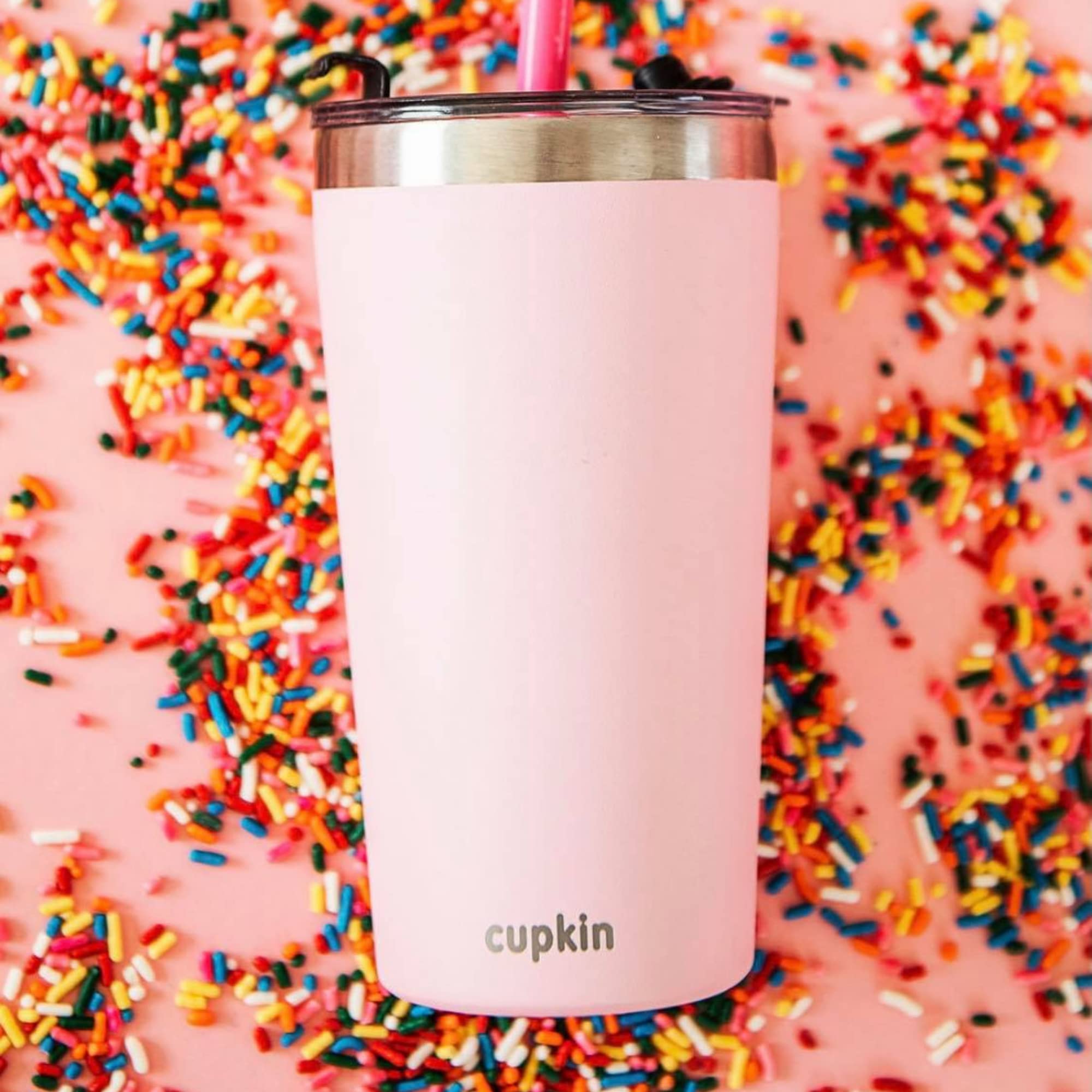 Cupkin Stainless Steel Insulated Tumbler With Lid And Straw, 20 Oz Water Bottle & Straw, Stainless