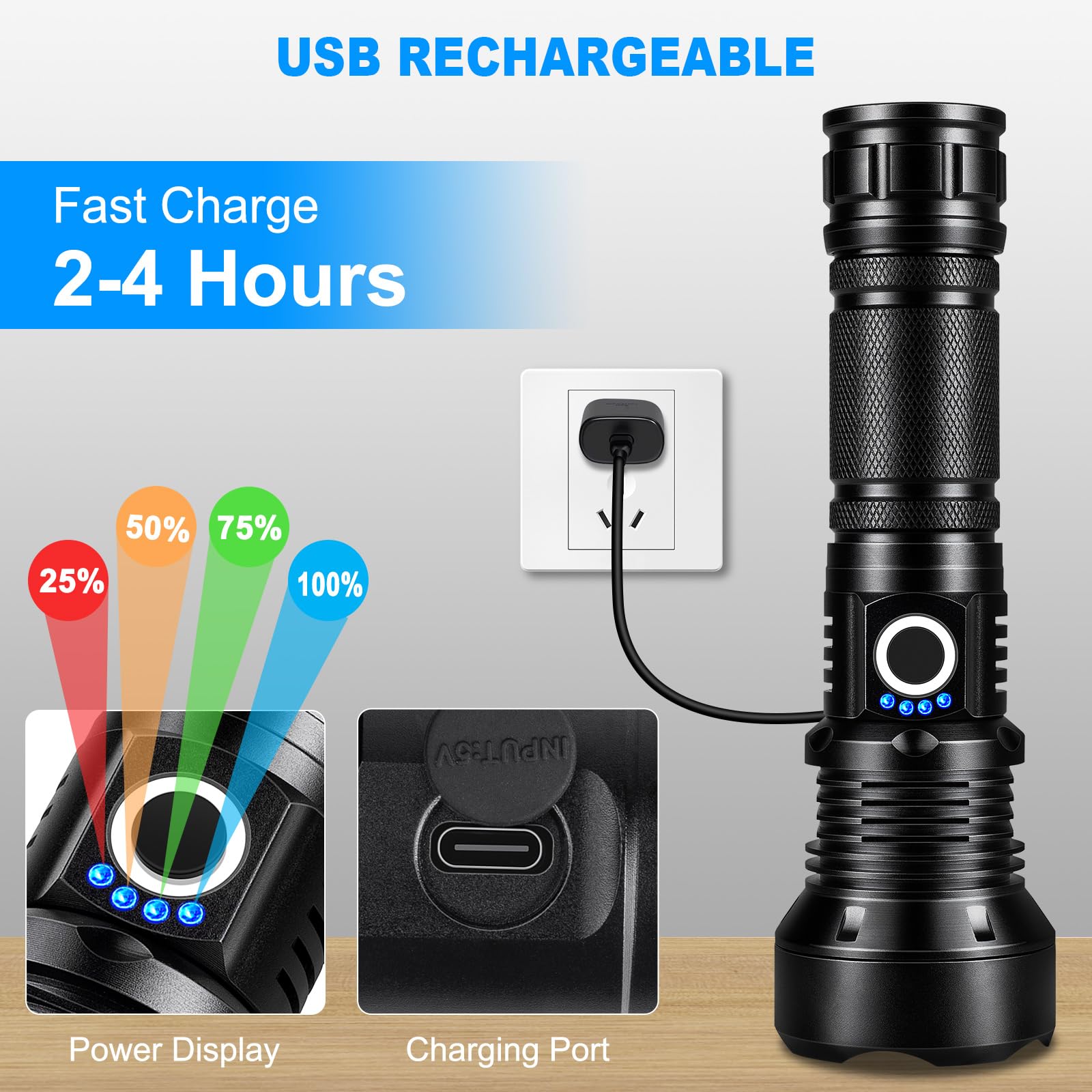 Kingcaesar Flashlights High Lumens Rechargeable, 2 Pack 990000 Lumens Super Bright Flashlight, 5 Modes Led Flashlight, Ipx7 Waterproof Powerful Flash Light For Home, Outdoor Activities