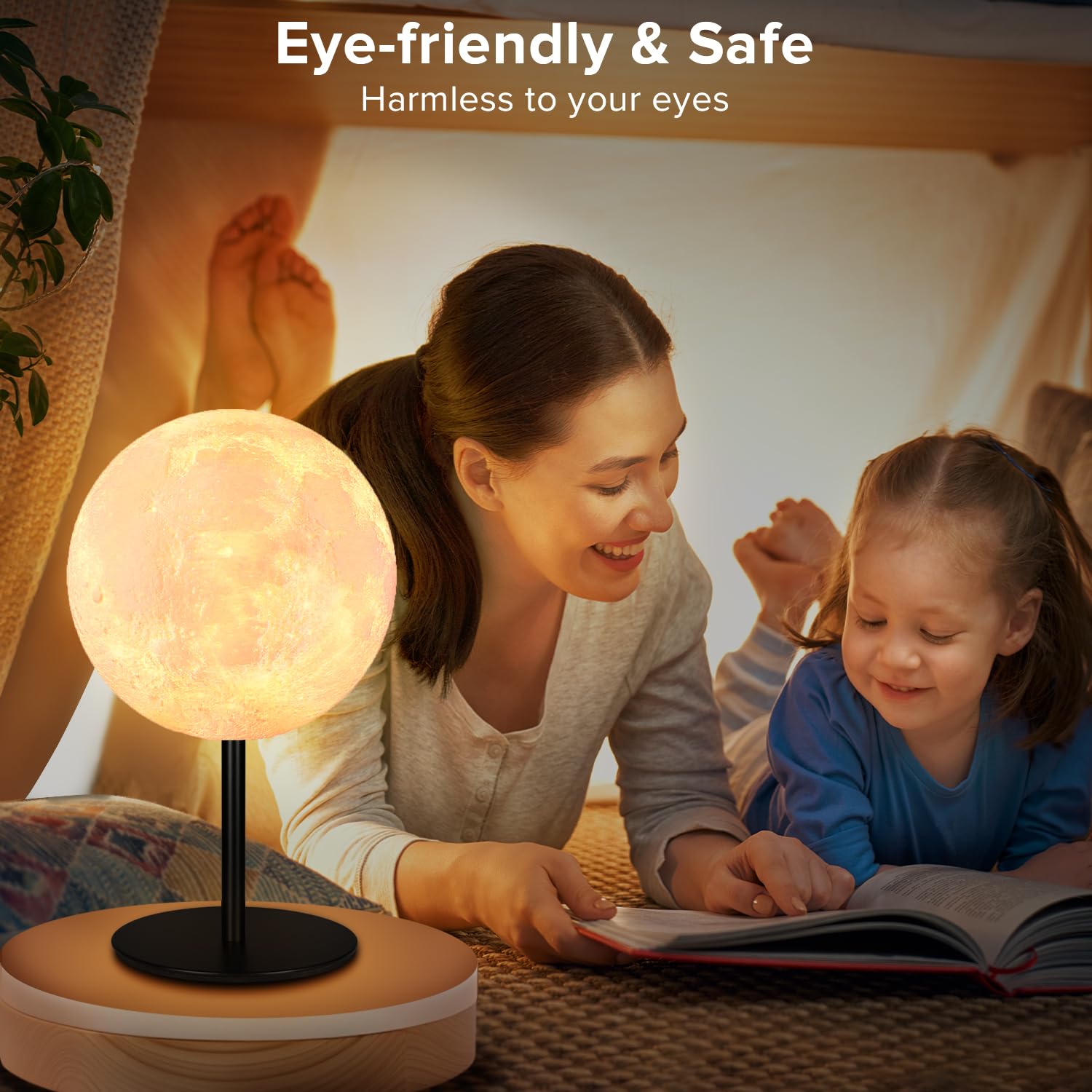 Ehobroc Moon Lamp Bedside Table Lamp, Dimmable Bedside Lamp With 30 Modes, Moon Night Light Small Table Lamp For Bedroom, Kids Room, Office, Desk Lamp Nightstand For Girls Boys Teen Women Birthday-2Pack