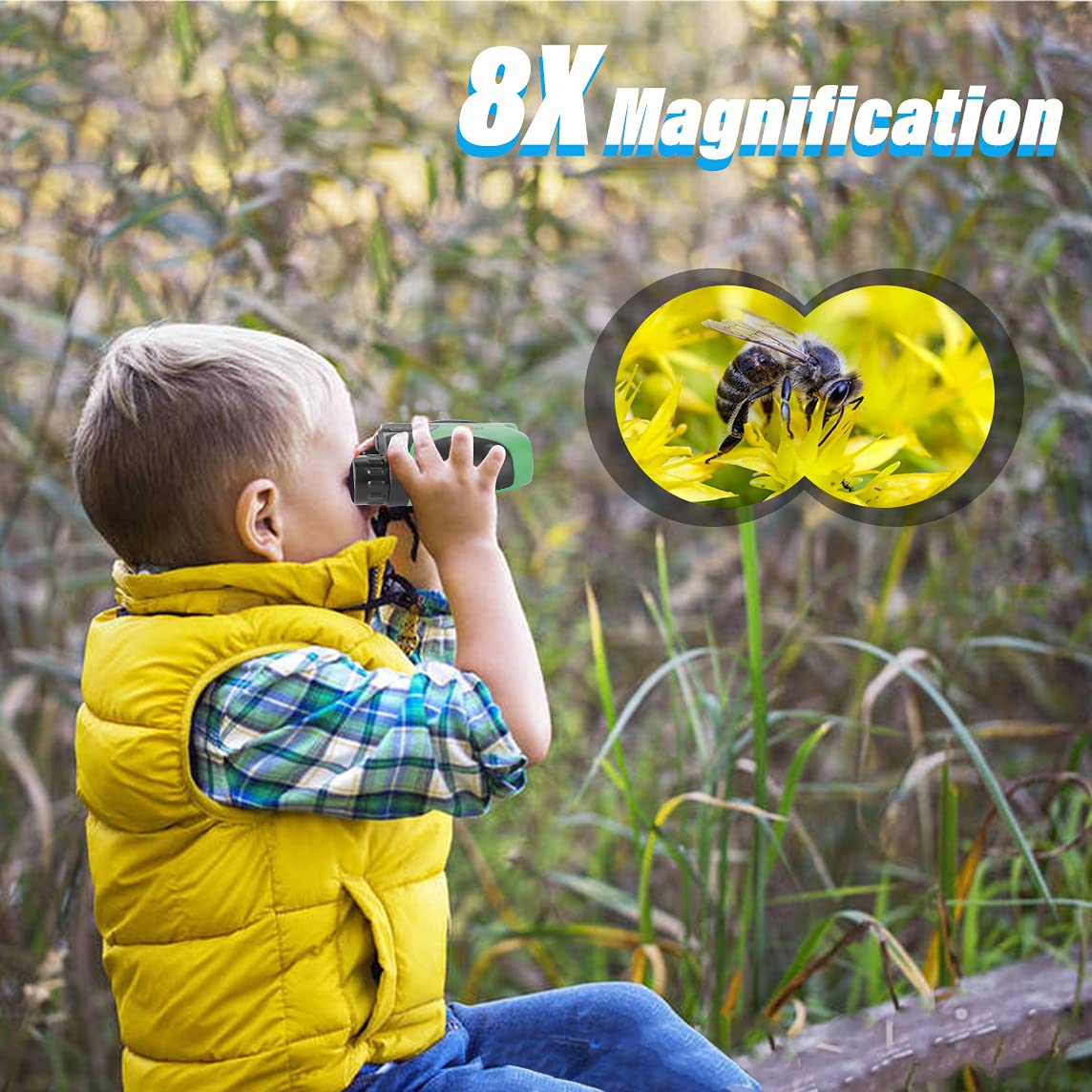 Meet Sun Easter  For 3-12 Years Old Boys, Vnvdflm Compact 8X21 Shock Proof Green Binoculars For Bird Watching Kids Telescope For Teens Toys For 5-10 Years Old Girls (Green)