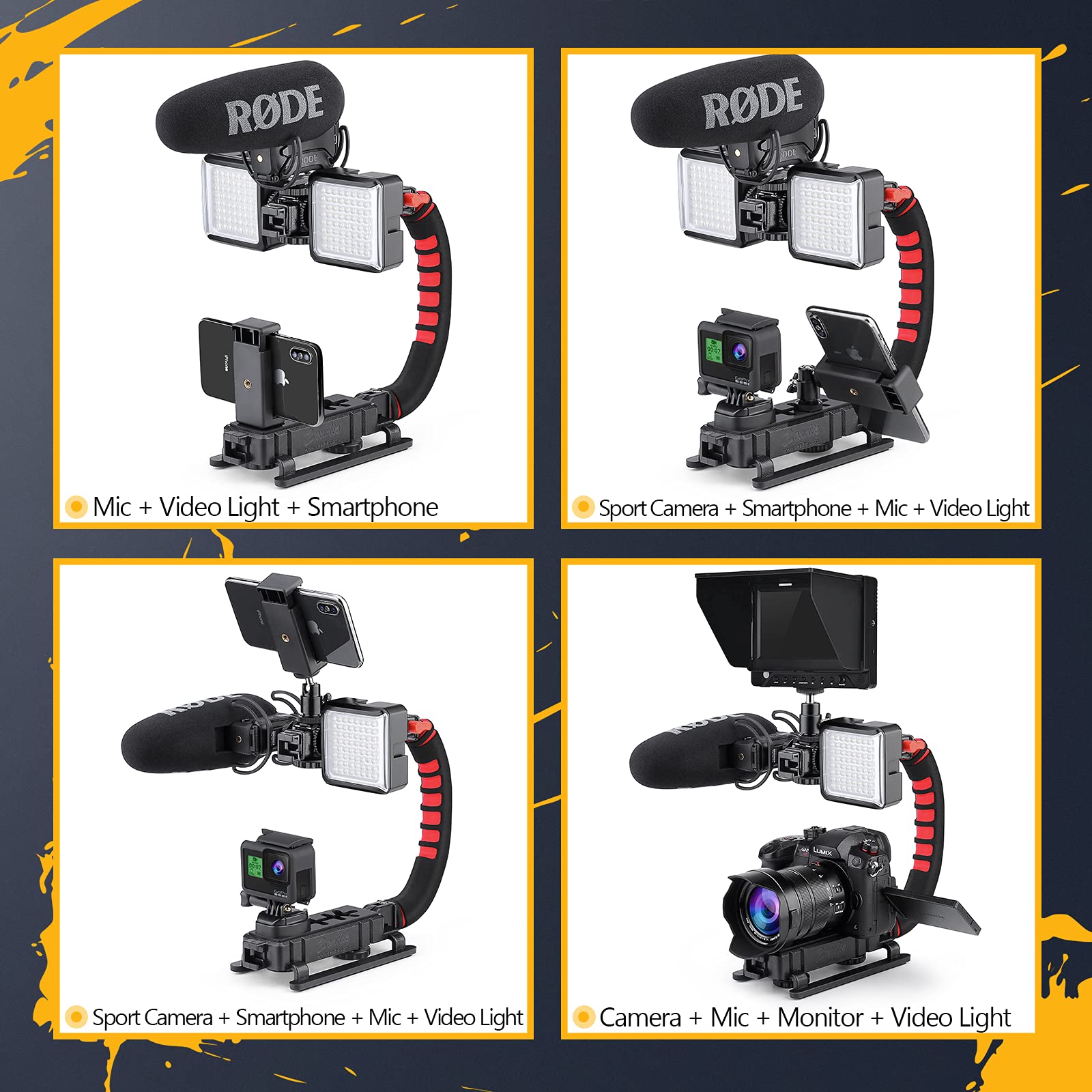 Zeadio Camera Smartphone Stabilizer, Handle Grip Handheld Video Rig, Compatibility With All Camera, Camcorder, Action Camera, Dslr And For All Iphone And Android Smartphones