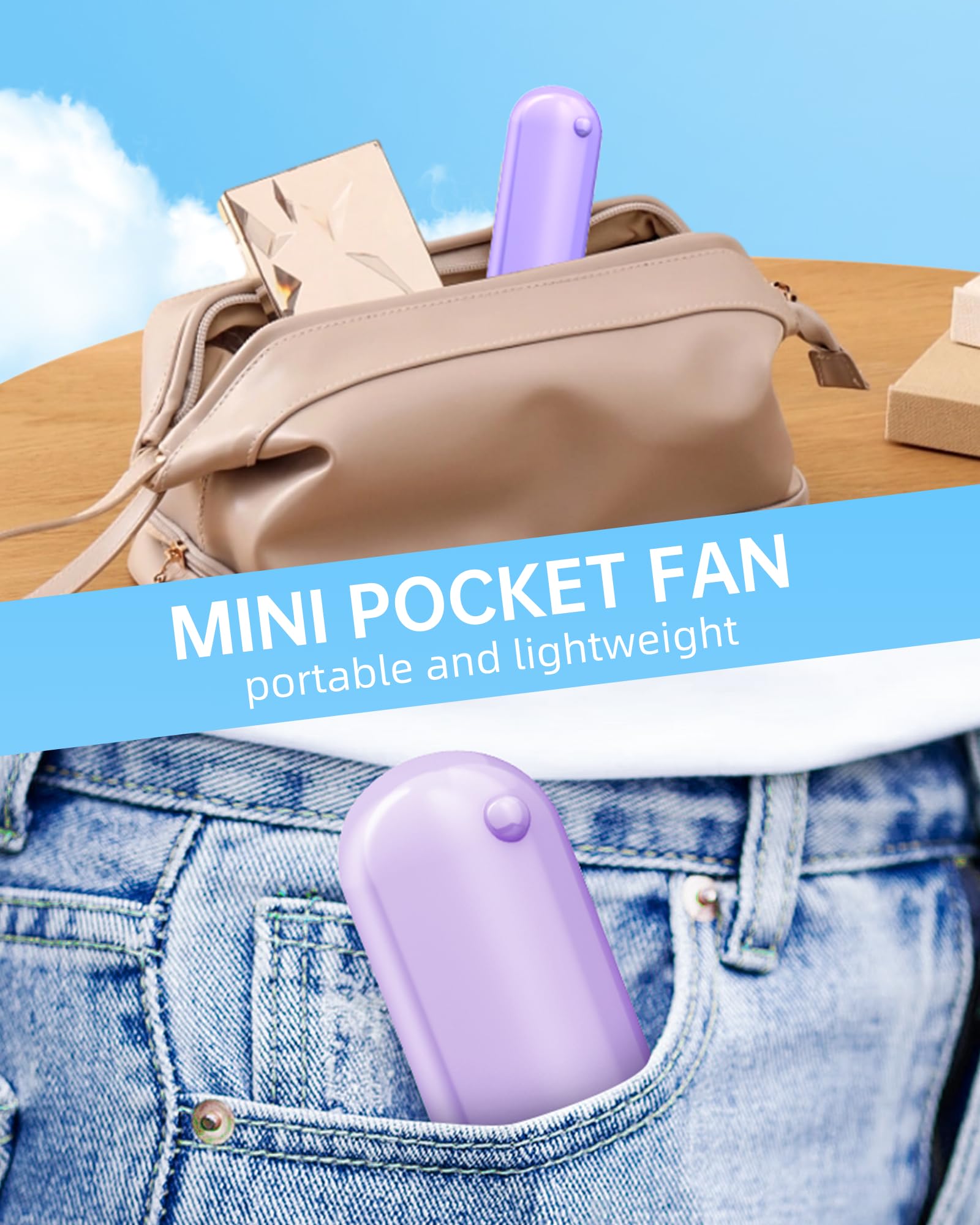 Mini Handheld Fan, Portable Hand Fan With Usb Rechargeable, 2000 Mah Battery Operated, 3 Speeds