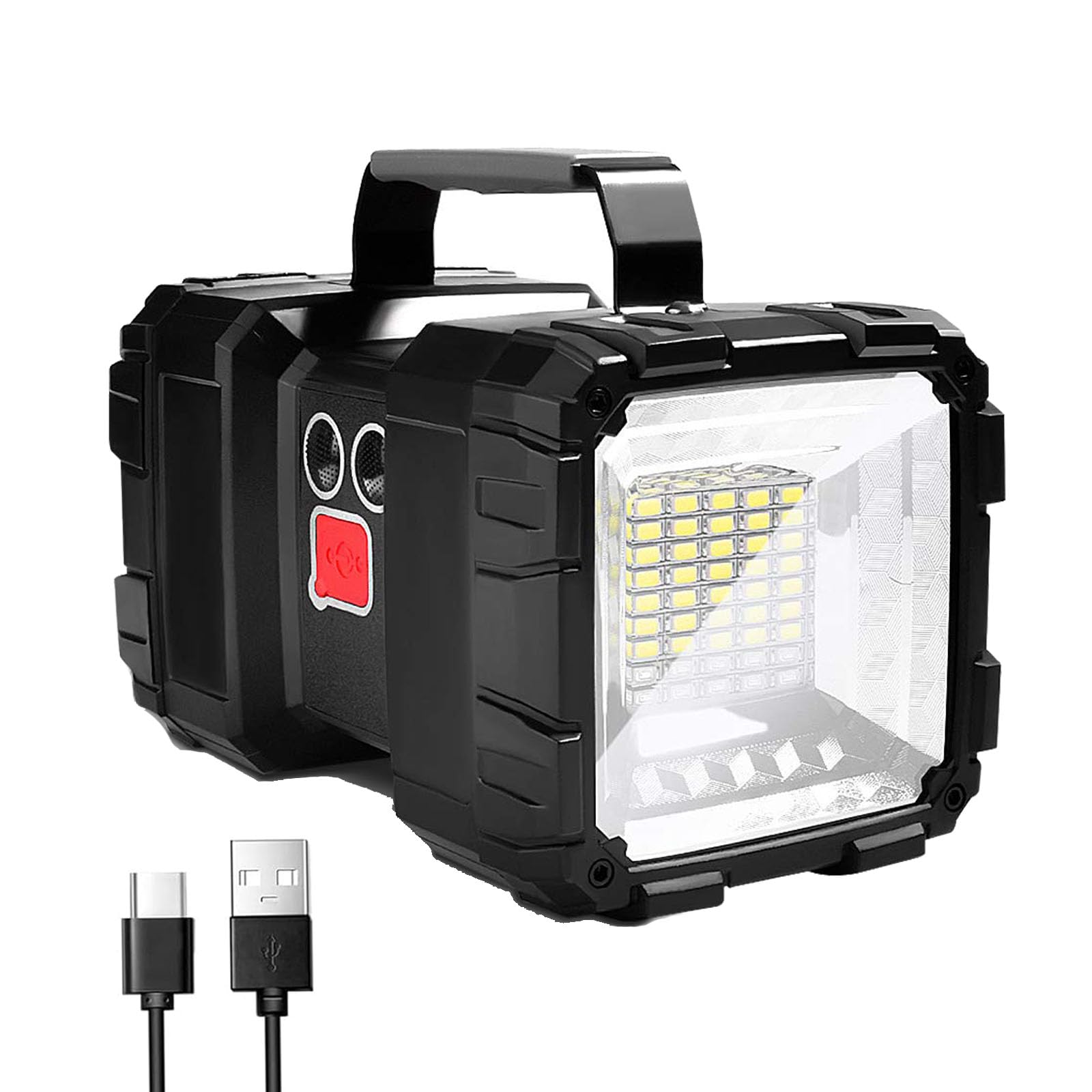 Letour Led Spotlight Flashlight,Rechargeable Flashlight 4000Lm 10000Mah High-Powered Spotlight Flashlight Searchlight Camping 3+4 Lights Modes Led Handheld Flashlight Waterproof With Output As A Power Bank