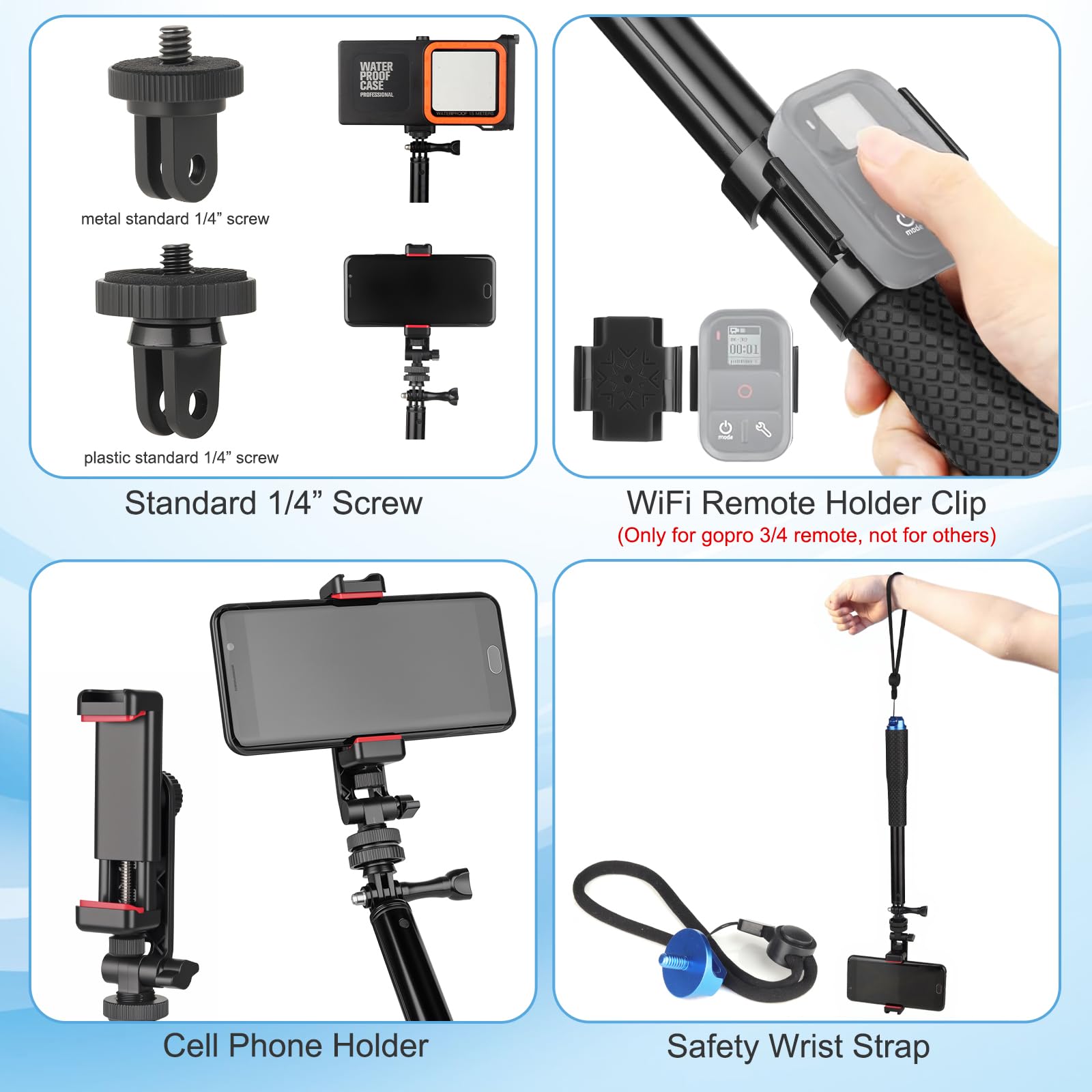 Lofistere Waterproof Extendable Selfie Stick With Diving Phone Case, Underwater Housing For Diving Snorkeling Surfing Swimming, Campatible With All Cell Phones