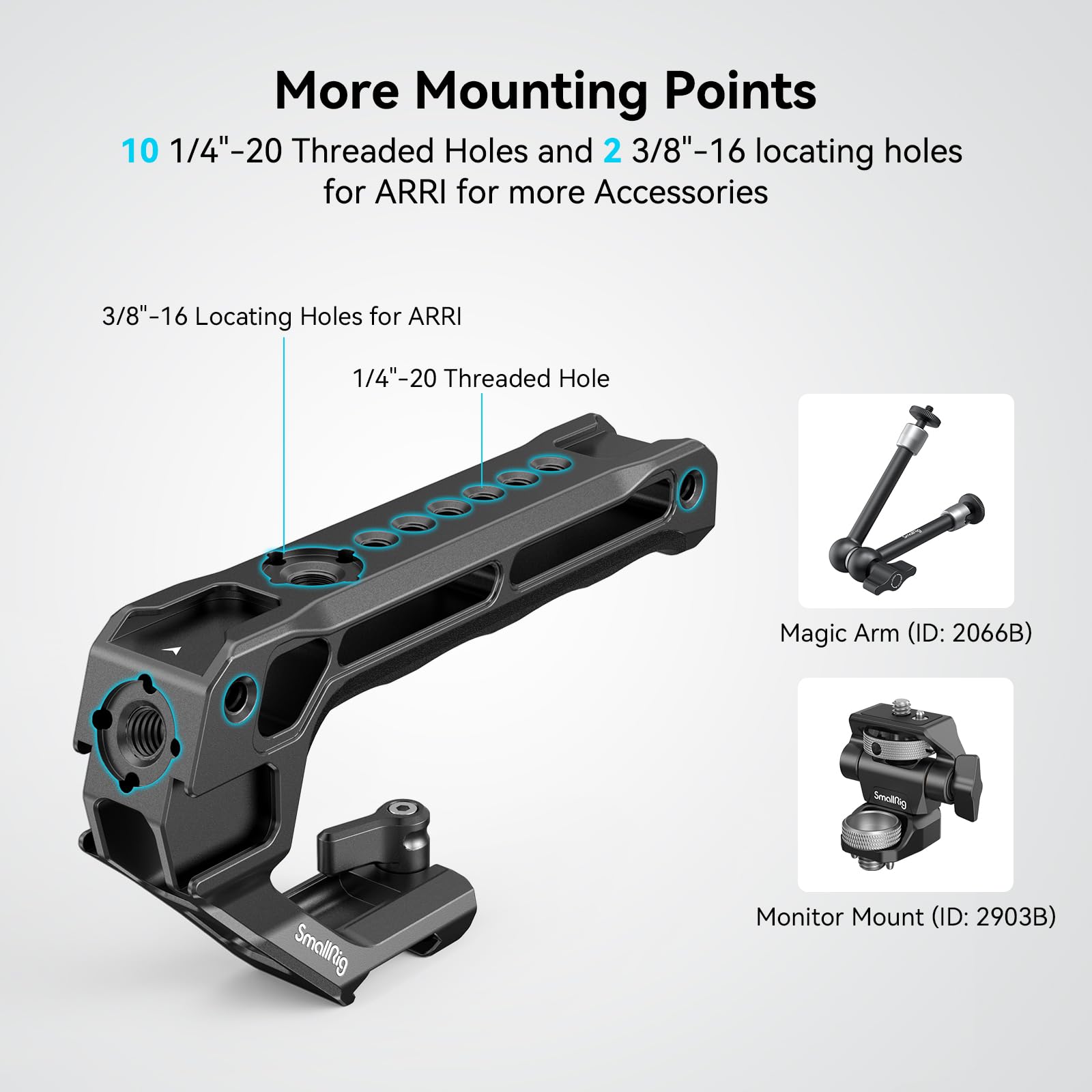 Smallrig Push-Button Rotating Nato Side Handle For Left And Right Hand Lightweight Nato Top Handle And Quick Release Nato Rail