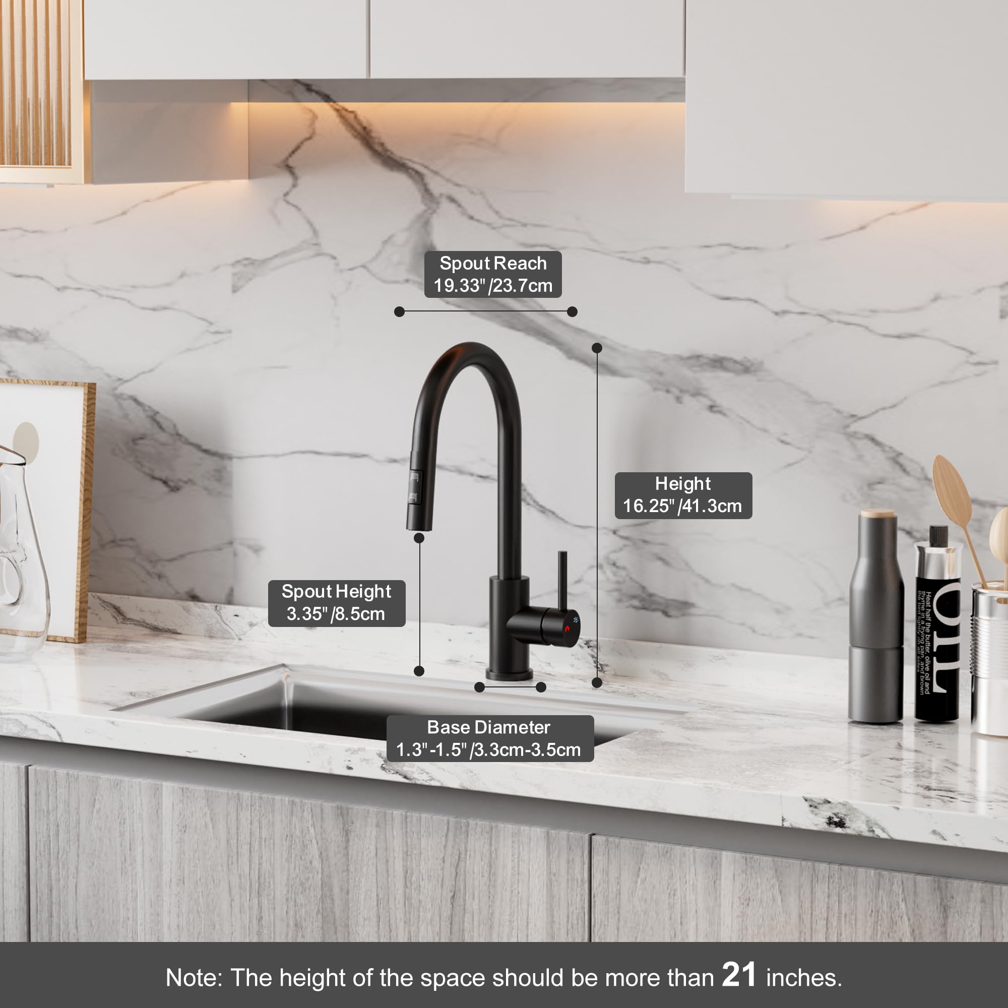 Trehome Tre Home Kitchen Faucet With Pull Down Sprayer - Single Hole, Multi-Use For Kitchen, Utility, Laundry Sinks