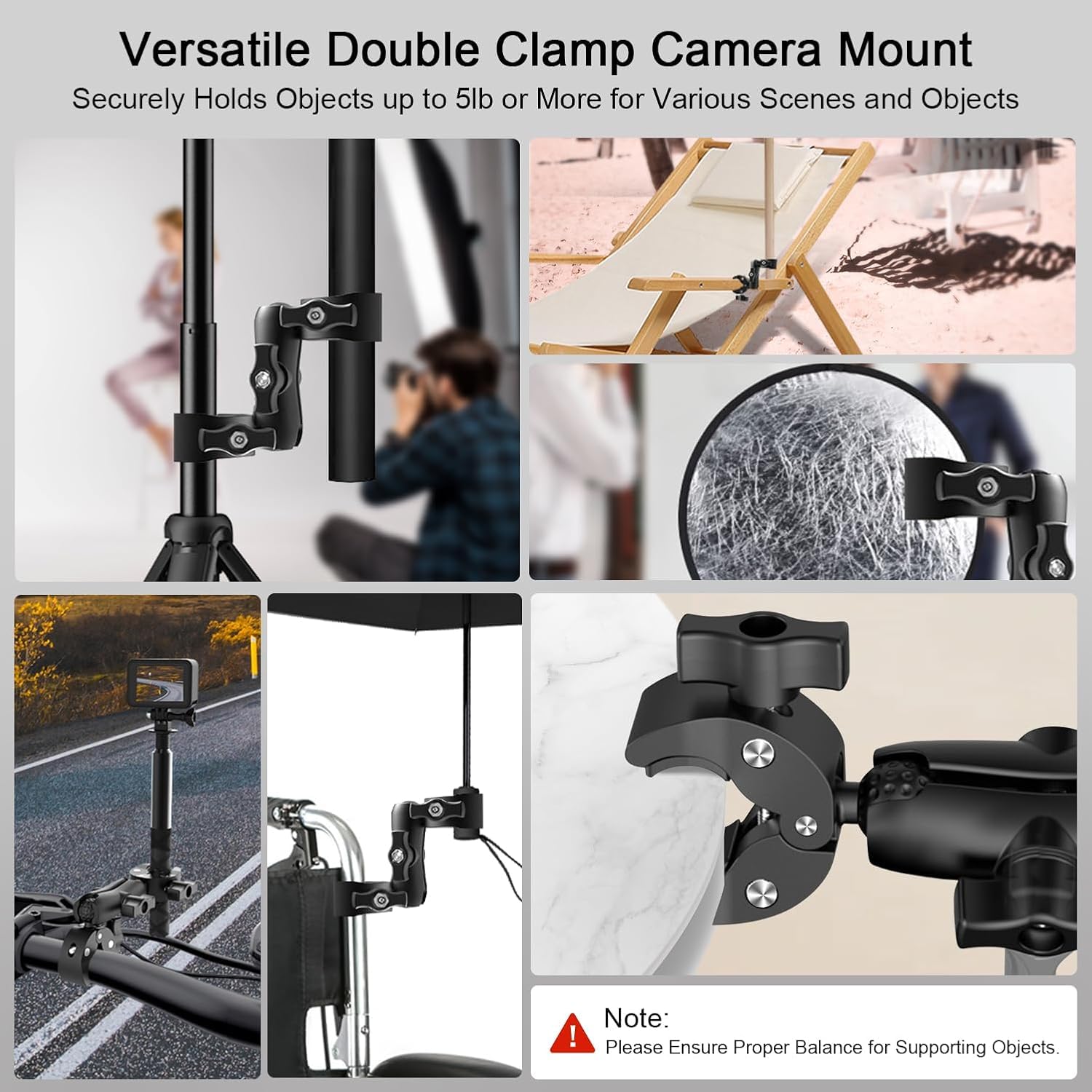 Kmdodo 2 Pcs Superclamp Double Camera Clamp With Dual Mount Bracket And Magic Arm Ball Head - Versatile Photography Accessory For Light Stands, Reflectors, Umbrellas, Tripods, And Tables
