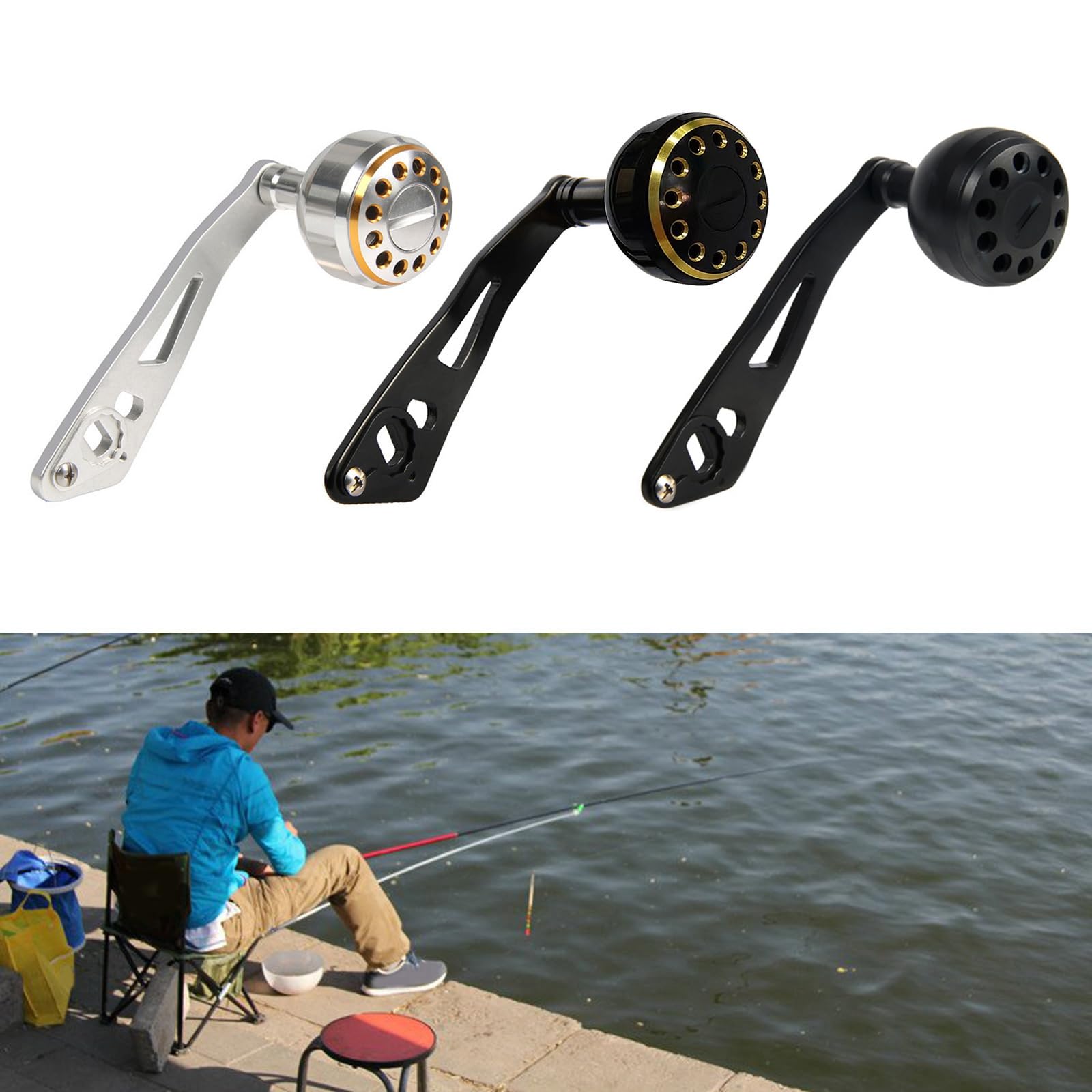 Heoter Single Fishing Reel Handle Metal Fishing Reel Replacement Fishing Tackle Tools For Low Reel