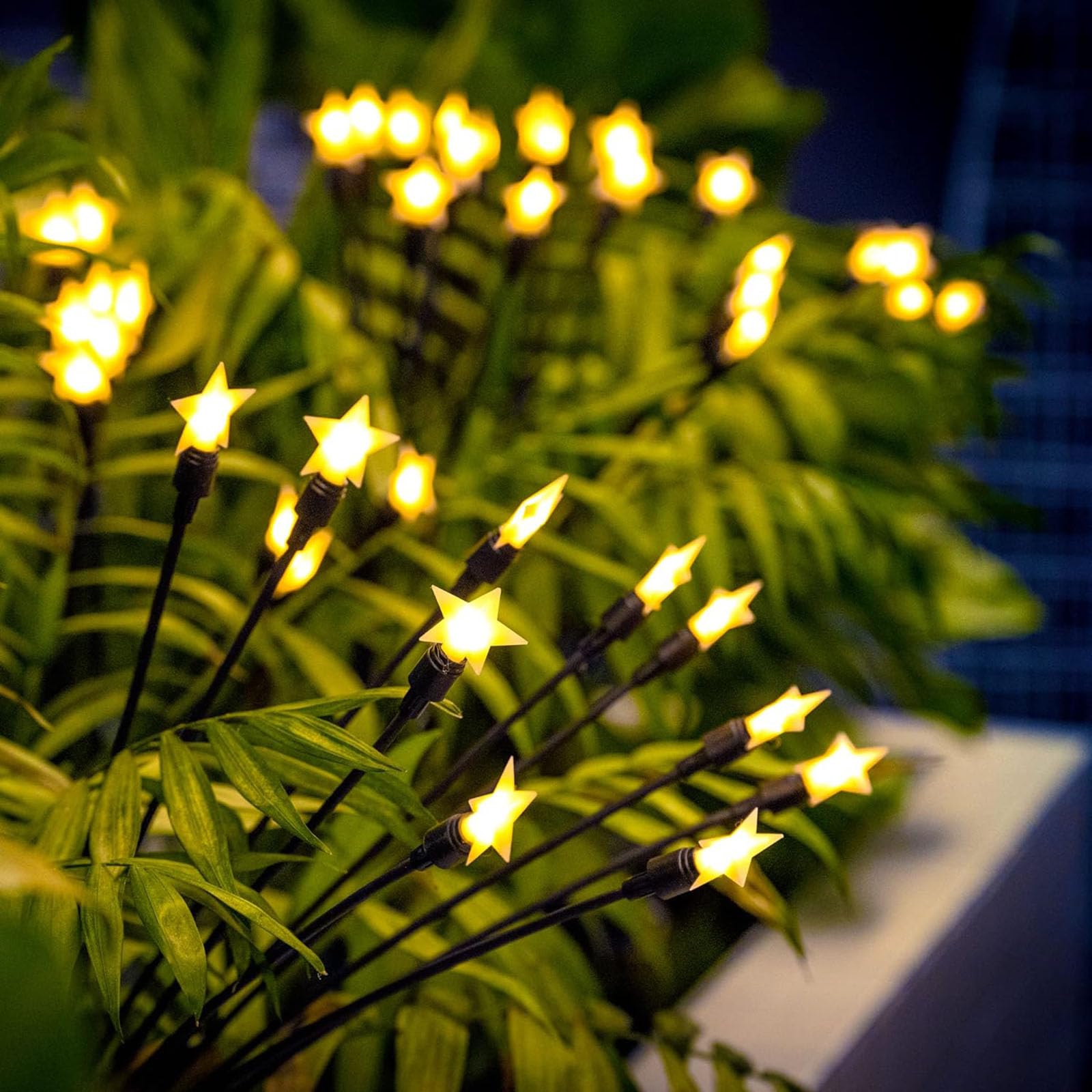 Colcutee Colcutee10 Led Solar Garden Lights, 2 Pack Firefly Light Outdoor Waterproof, Warm White Outdoor Garden Starburst Lights, For Patio,Yard,Pathway